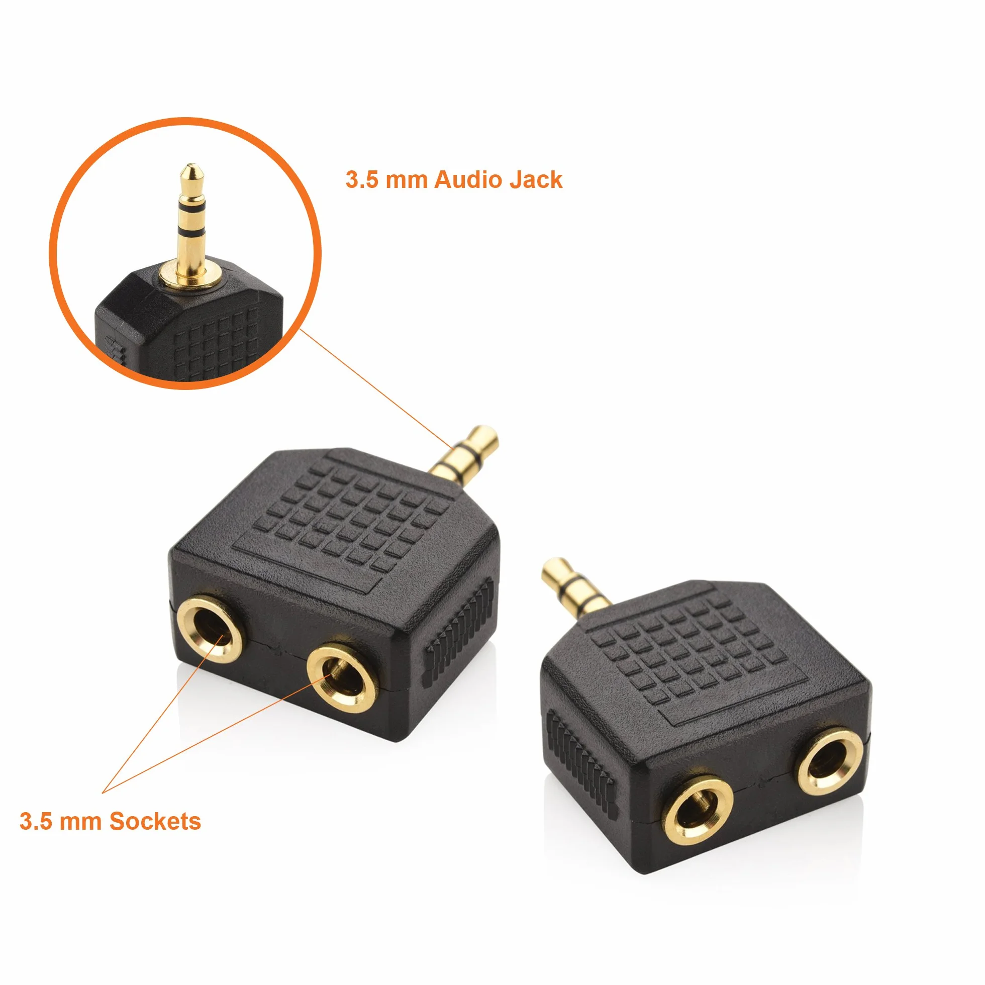 Mobi Lock 2 Pezzi Splitter Audio a Y da 3,5 mm - 1 Maschio a 2 Femmine per Lettori Multimediali e Dispositivi Audio - Consente a Due Persone di Ascoltare la Stessa Fonte