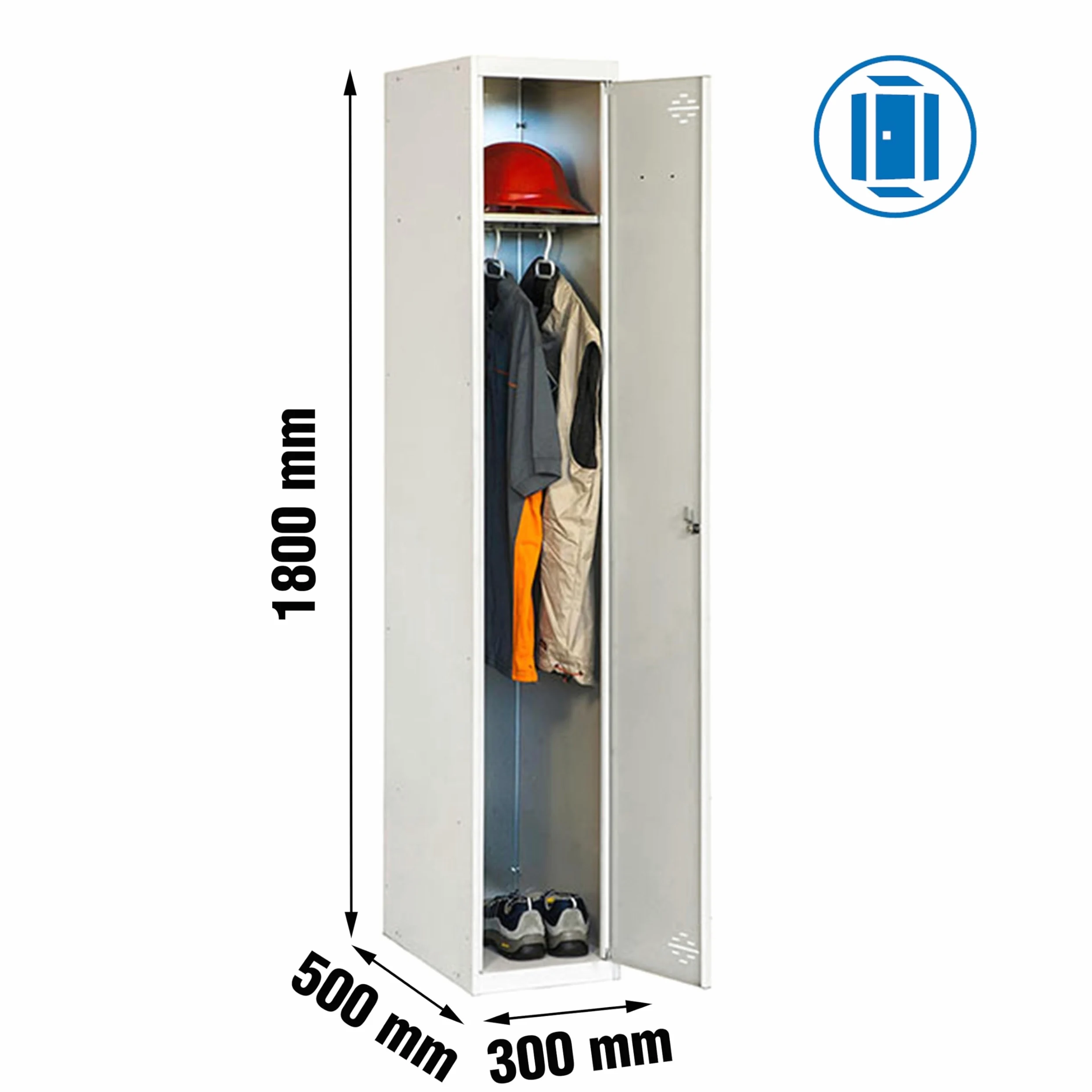 Simon Rack Armadietto spogliatoio 2 porte 1800x300x500 mm - Simonlocker | Include 2 chiavi, Vernice anticorrosione, Grigio