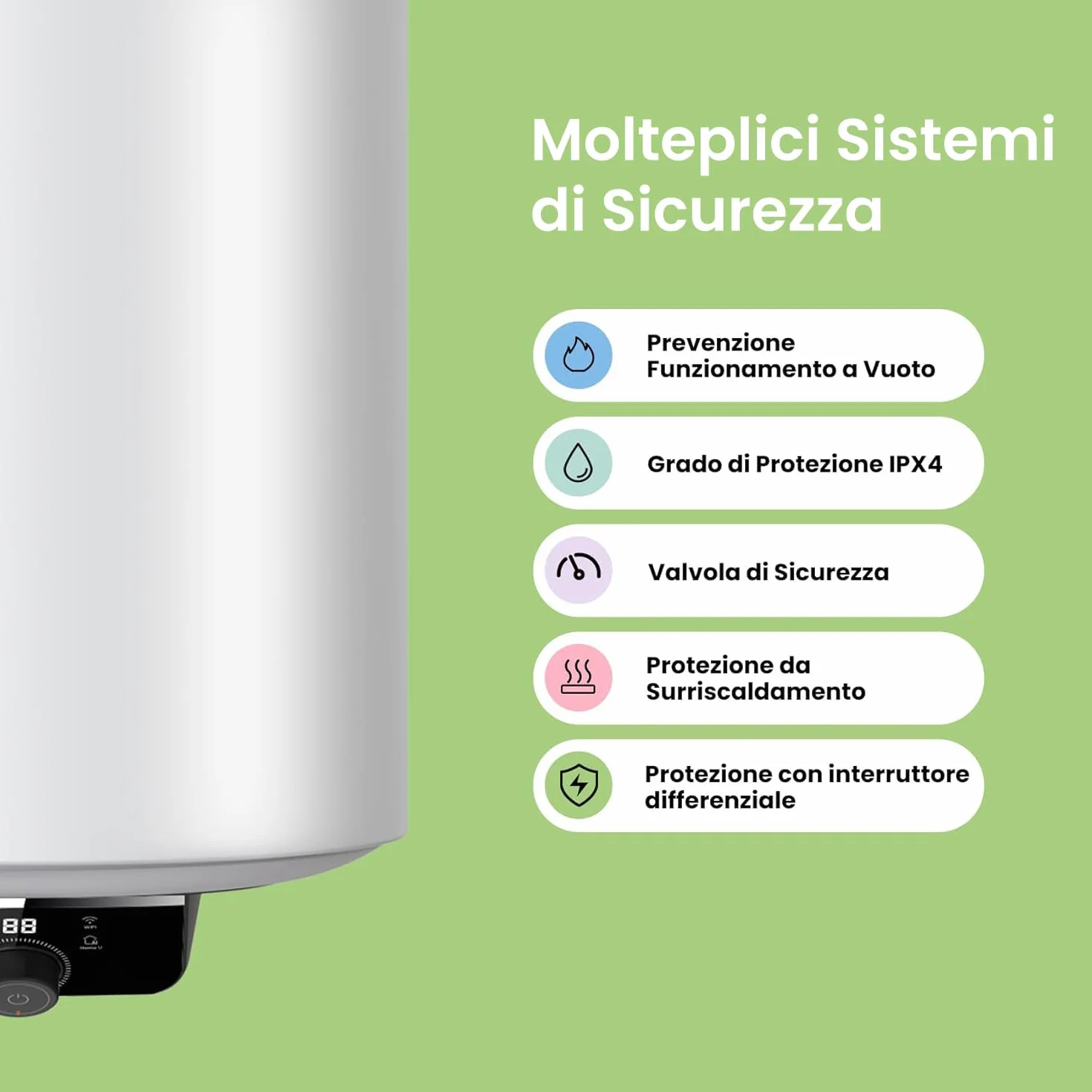 COMFEE' D50-15EFG Scaldabagno Elettrico Murale ad Accumolo 50 L – Sopra lavello ad accumulo — compatto facile da installare