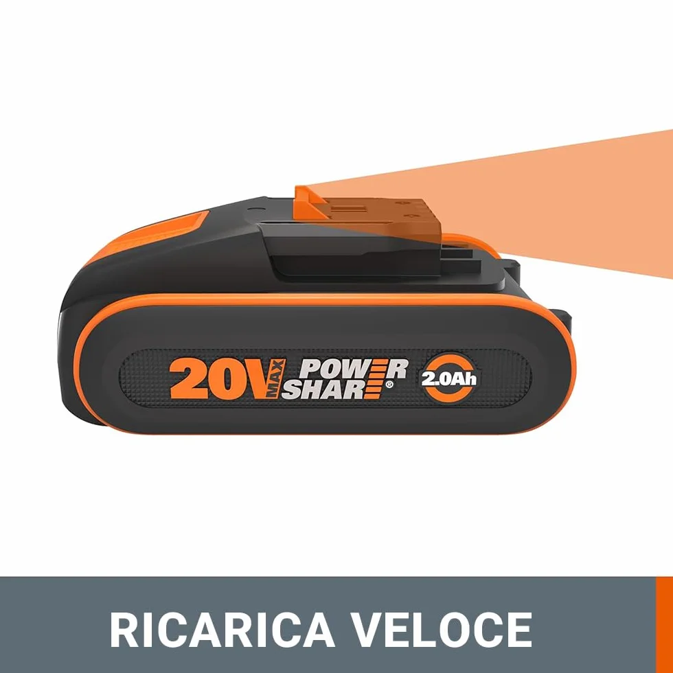 WORX WA3639 PowerShare 20V 2.0Ah batteria agli ioni di litio con indicatore di carica