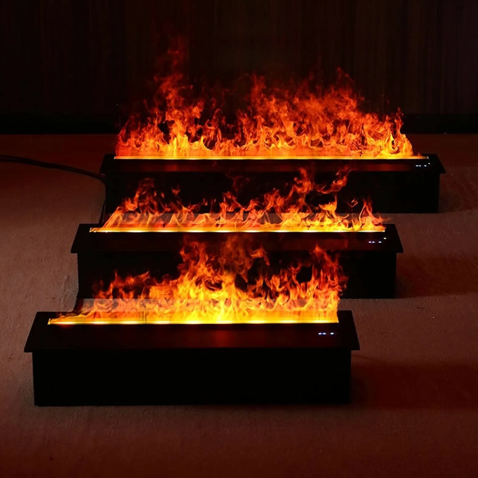 NEBE Camino a Vapore Acqueo Camino Elettrico da Incasso in Acciaio Inox con Pannello Touch 3D Touchable Flame E Telecomando Caminetti Elettrici