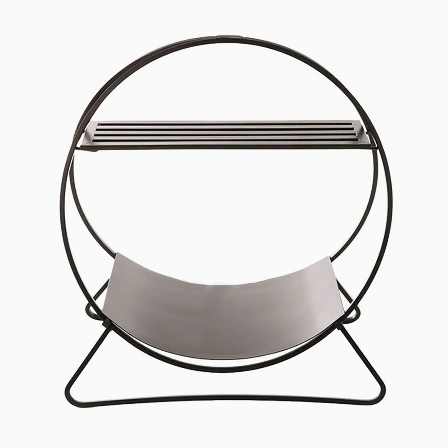 Portalegna da ardere rotondo in metallo resistente, telaio in acciaio nero per caminetto, capacità 50 kg, supporto per legna da ardere, per uso interno ed esterno.