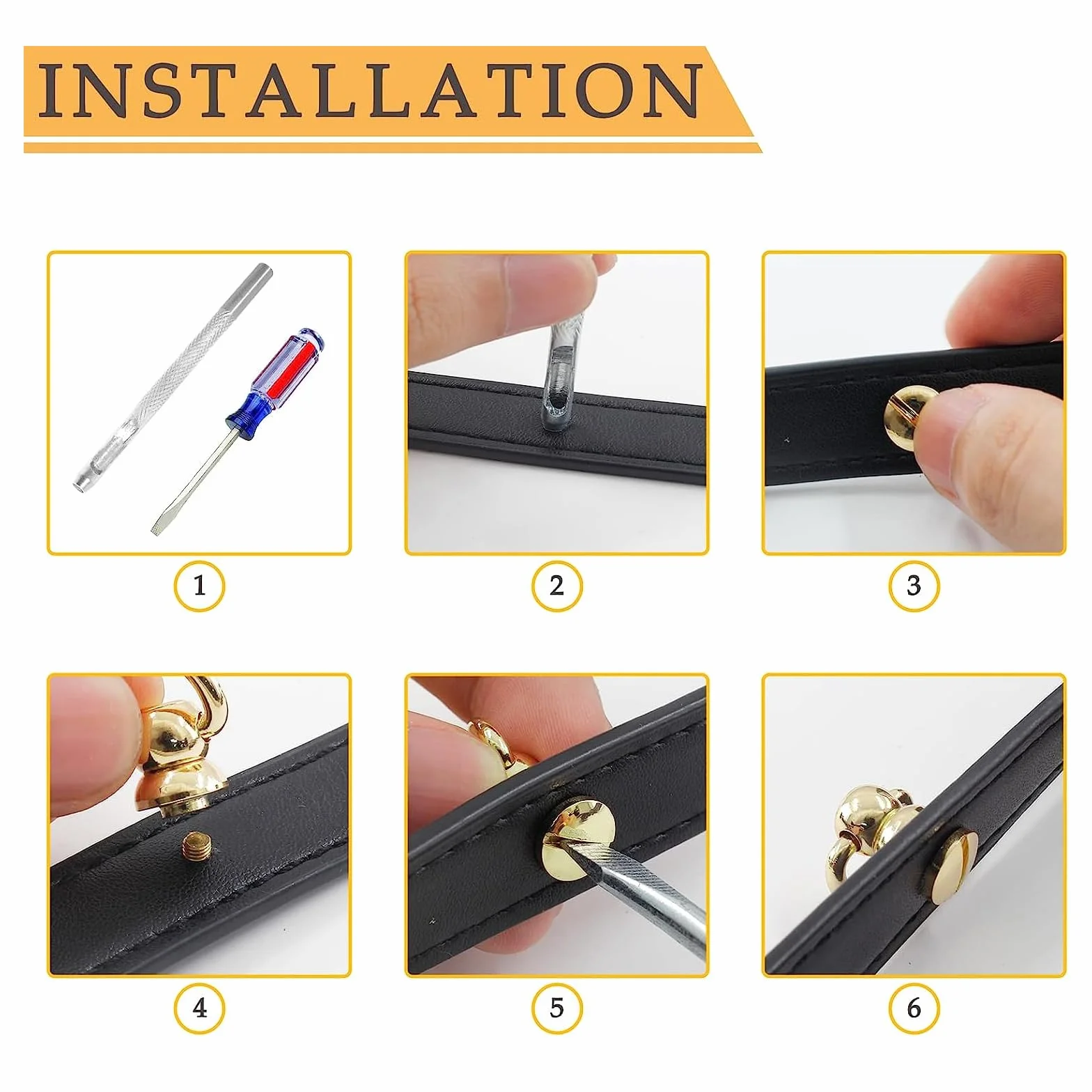 Rivetto Dorato con Anello per Artigianato in Pelle DIY 4 Pezzi