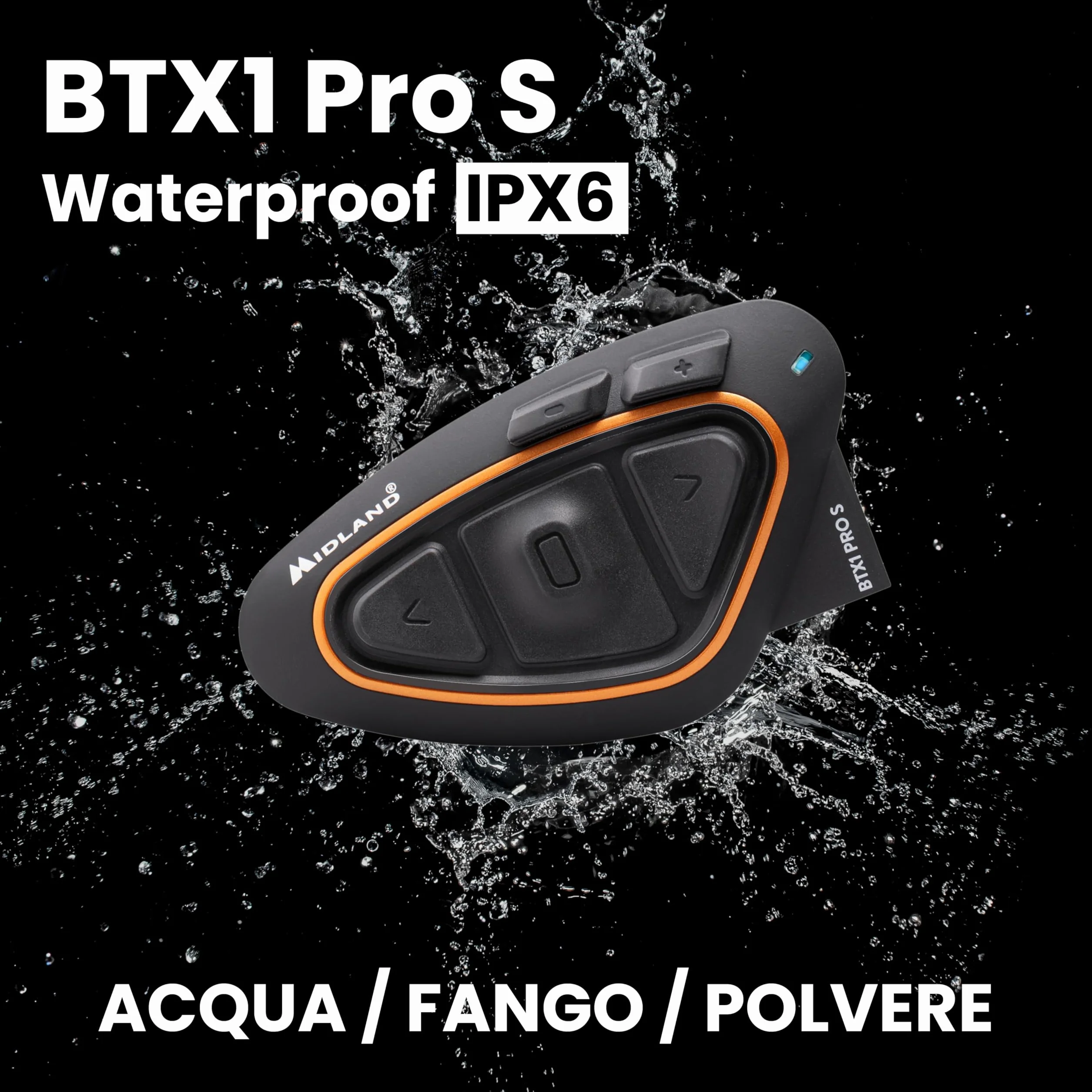 Midland BTX1 Pro Twin C1230.16, Interfono Moto Bluetooth Doppio, Auricolari Casco Impermeabili IPX6, Cancellazione del Rumore, Moto a Moto, Batteria 23h, Portata 300 m, Web Radio via App.