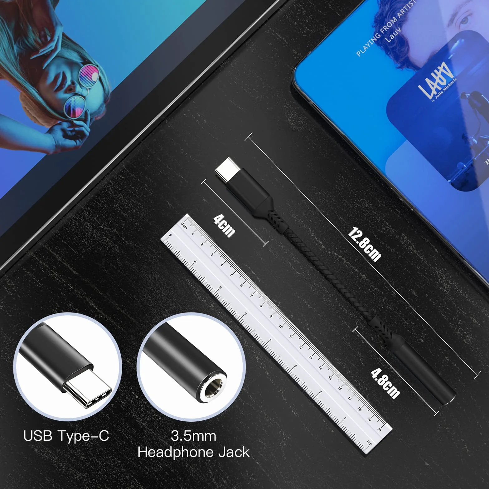Adattatore Usb C Jack 3,5mm,Adattatore Jack Usb C Da 3.5mm,Adattatore Usb C Connettore Jack Per iPhone 17 Pro Max/17Pro/17/16/15 Samsung S24 S23 S22 Ultra Not 20 A53,Huawei P50/Pro Mate,ipad Pro Nero