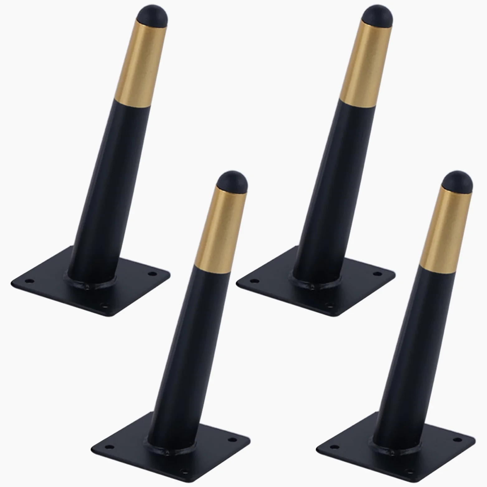 Generico Gambe per Mobili Nero 4 Pezzi Supporto Piedini Conici per Tavolo Acciaio Laminato A Freddo Vernice Spray Piedini per Divano Altezza: 10-72 cm Piedini per Mobile Oro 40 cm/15,7"