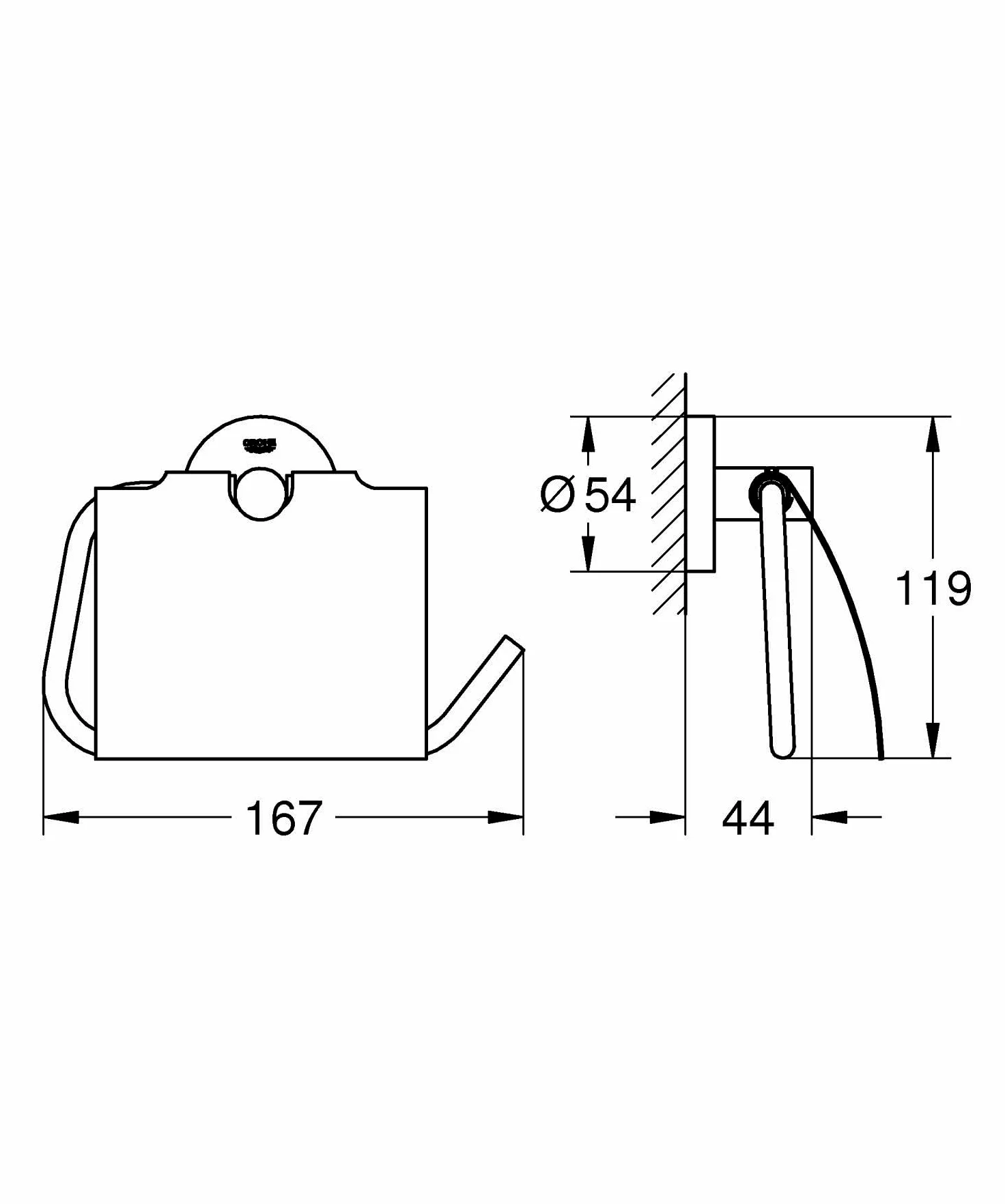 GROHE Start Portarotolo con Coperchio (Metallo, Fissaggio Nascosto, Viti e Tasselli Inclusi), Dimensione 167 x 119 mm, Oro Spazzolato Cool Sunrise, 41067GN0