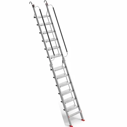 Scala pieghevole in alluminio con gancio per una maggiore sicurezza, ideale per tetto, garage, pozzo finestra e accesso al letto alto, 12 gradini h-350 cm/11,5 piedi