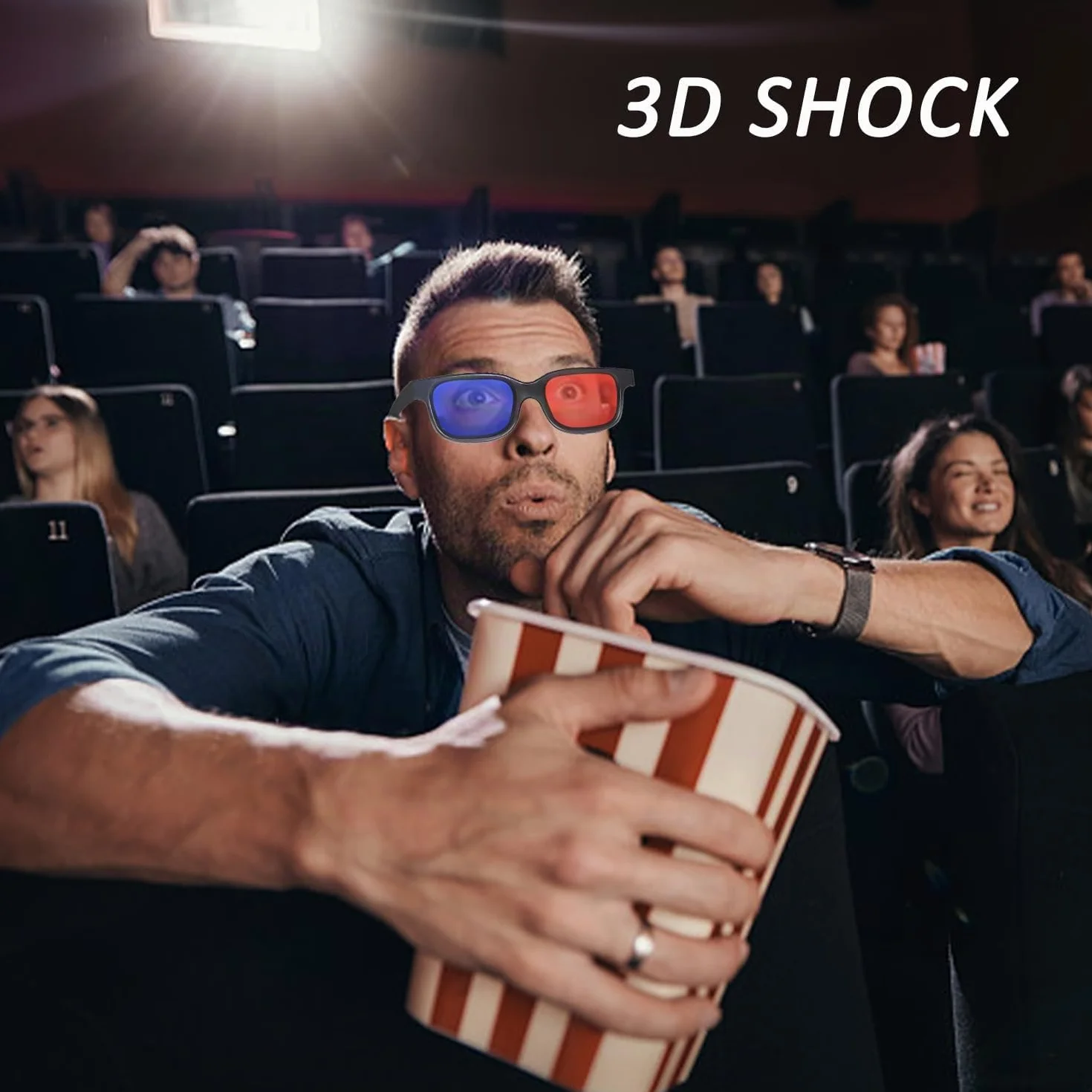 2occhiale rossi e blu, occhiali 3D, da sole 3D, lenti anti-appannamento e anti-graffio, adatti per spettacoli di luce, feste in vacanza, home theater, cinema