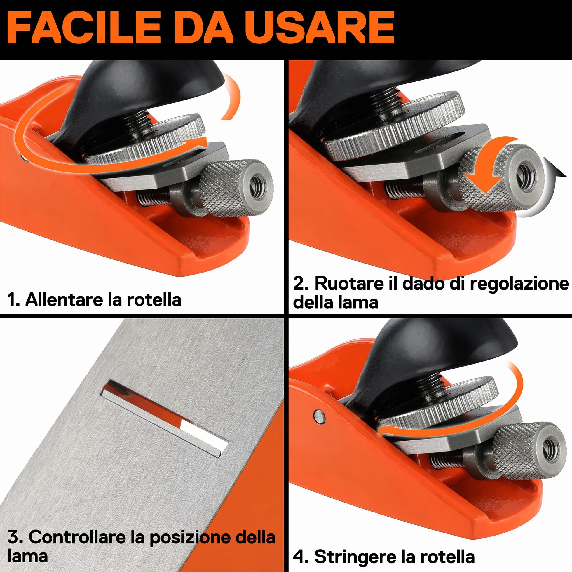 JORGENSEN Mini pialla per legno da 3-1/2", pialla manuale a blocco per rifilatura
