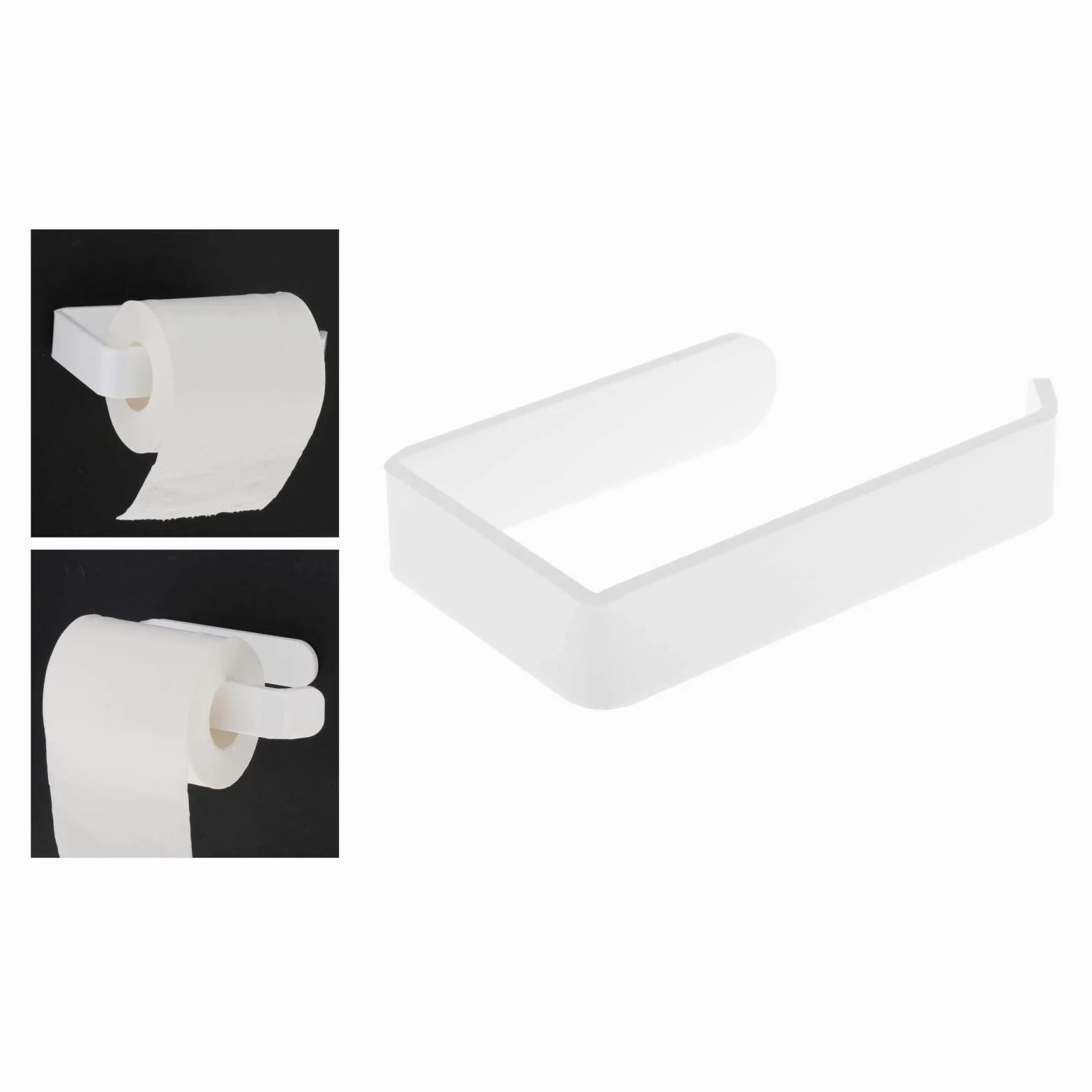 XYNSNDB Portarotolo Adesivo Acrilico Bianco per Bagno e Cucina Installazione Semplice Senza Foratura Supporto a Parete per Carta velina