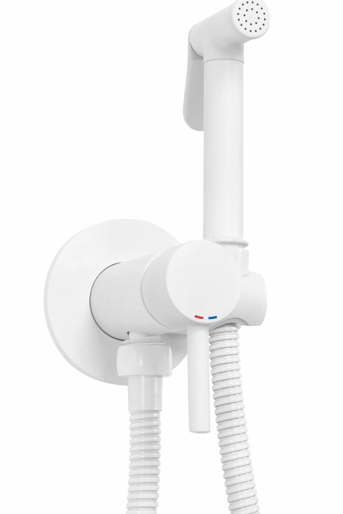 Rea - Lungo Loop Bianco Rubinetto Bidet Da Incasso Doccetta A Parete In Ottone Miscelatore Acqua Calda E Fredda Con Doccetta Per Wc Wc (Bianco) 9x7x19cm