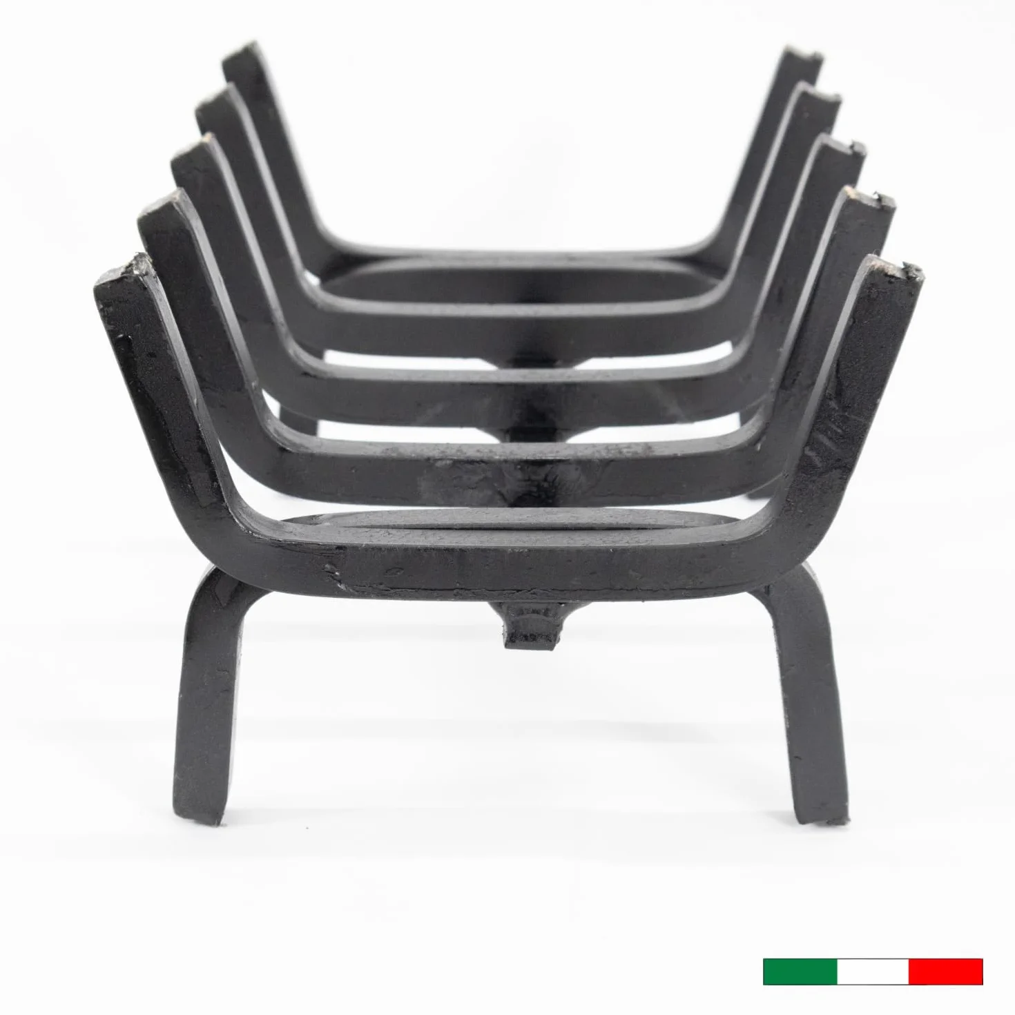 MOHOME Brucialegna per Camino in Ferro Battuto Nero Made in Italy 5 Barre Griglia 30x20x15 cm Braciere per Camino Poggia Legna Piedi Rialzati Portalegna per Caminetti Accessori Attrezzi Camino