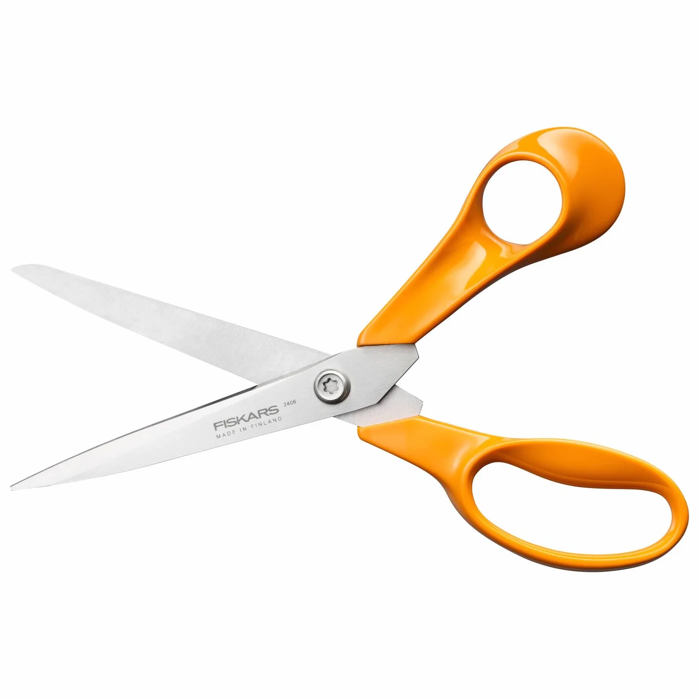 Fiskars Classic, Forbici da Cucina Universali, Per Destrimani, Lunghezza Totale: 21 cm, Vite Torx, Impugnatura Ergonomica, Imballaggio Sostenibile, Acciaio/Plastica di Qualità, Arancione, 1075031