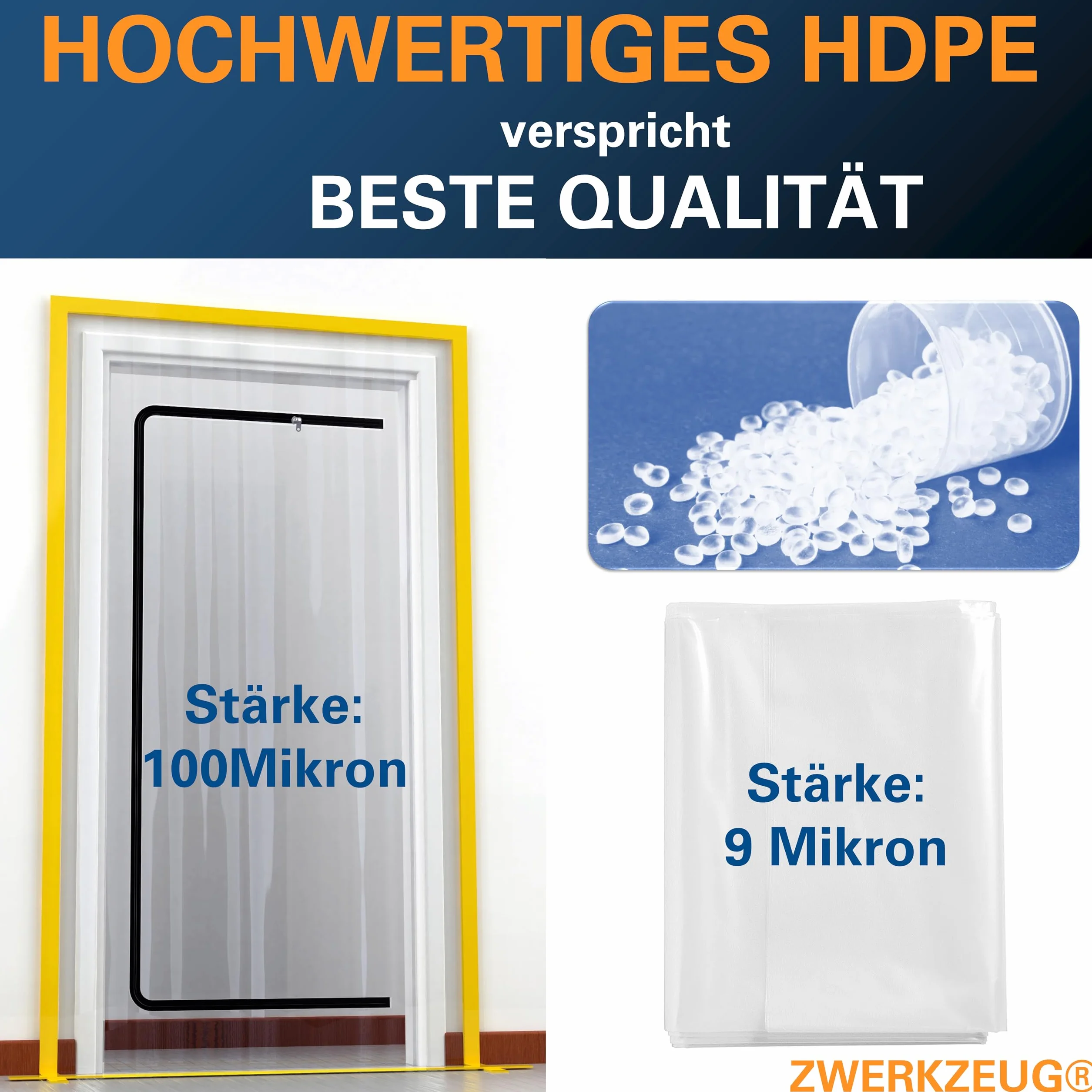 Set 2 porte antipolvere 100 micron impermeabile con chiusura lampo 5 teloni protettivi