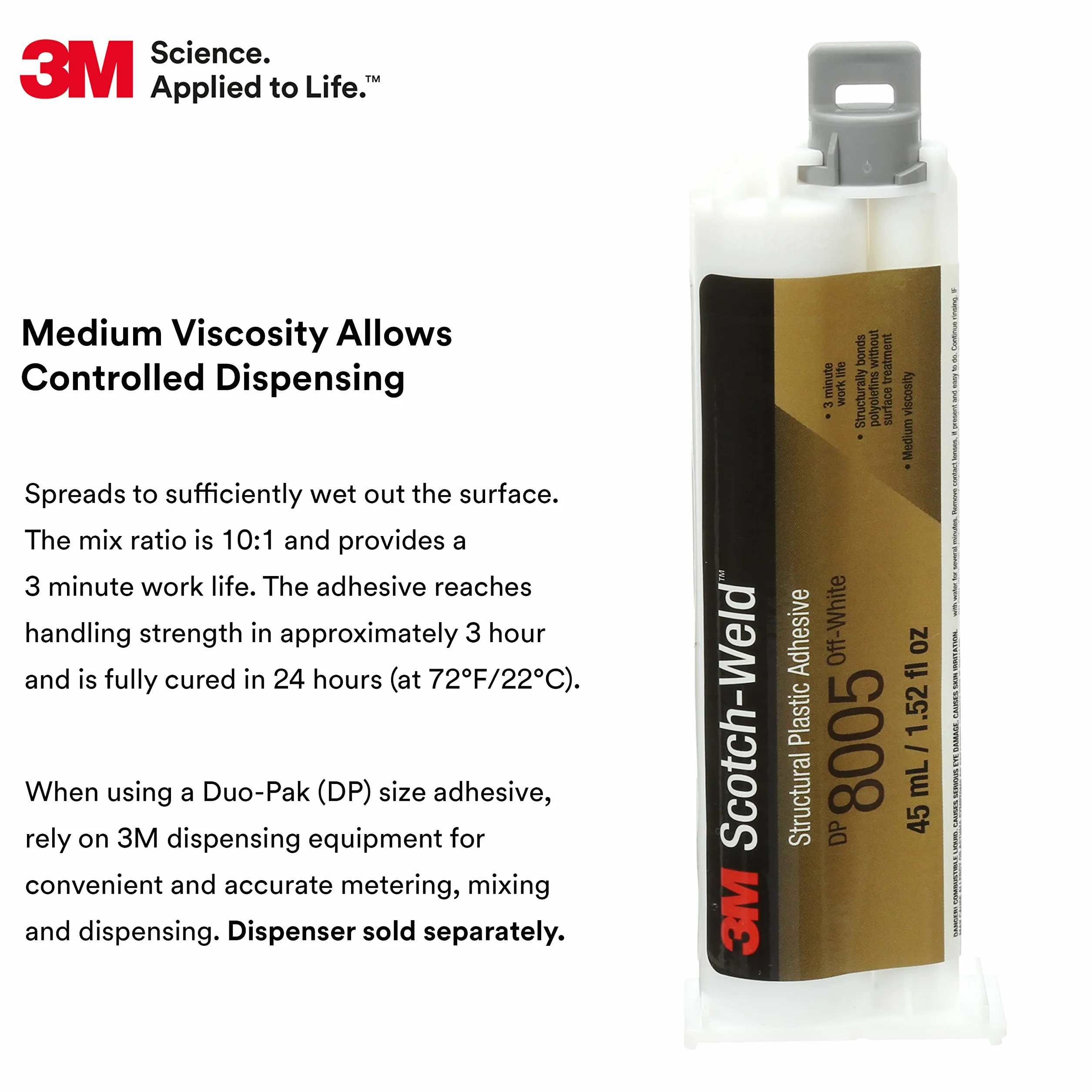 3M Scotch-Weld DP8005 Structural Plastic Adhesive, Off-White, 45mL Duo-Pak