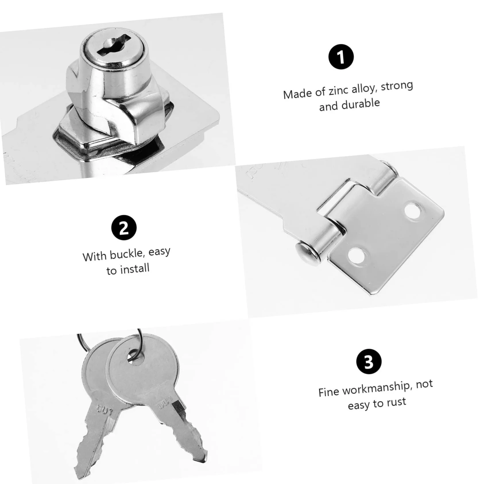 Uonlytech 3sets Serratura Scorrimento Di Chiusura Sicura Per Porte e Armadietti Design Leggero e Facile Installazione Con Due Chiavi Resistente Alla Corrosione