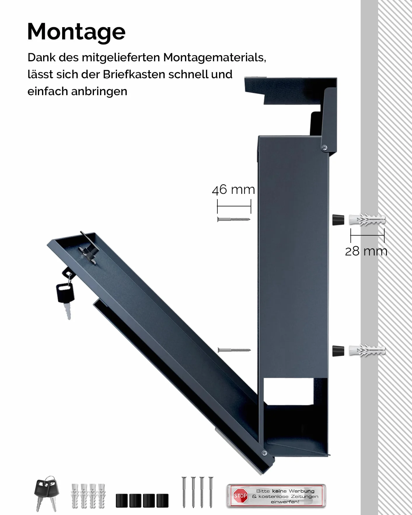 Albrecht Metzler Cassetta postale doppia Nero RAL 9005 acciaio inox anticorrosione