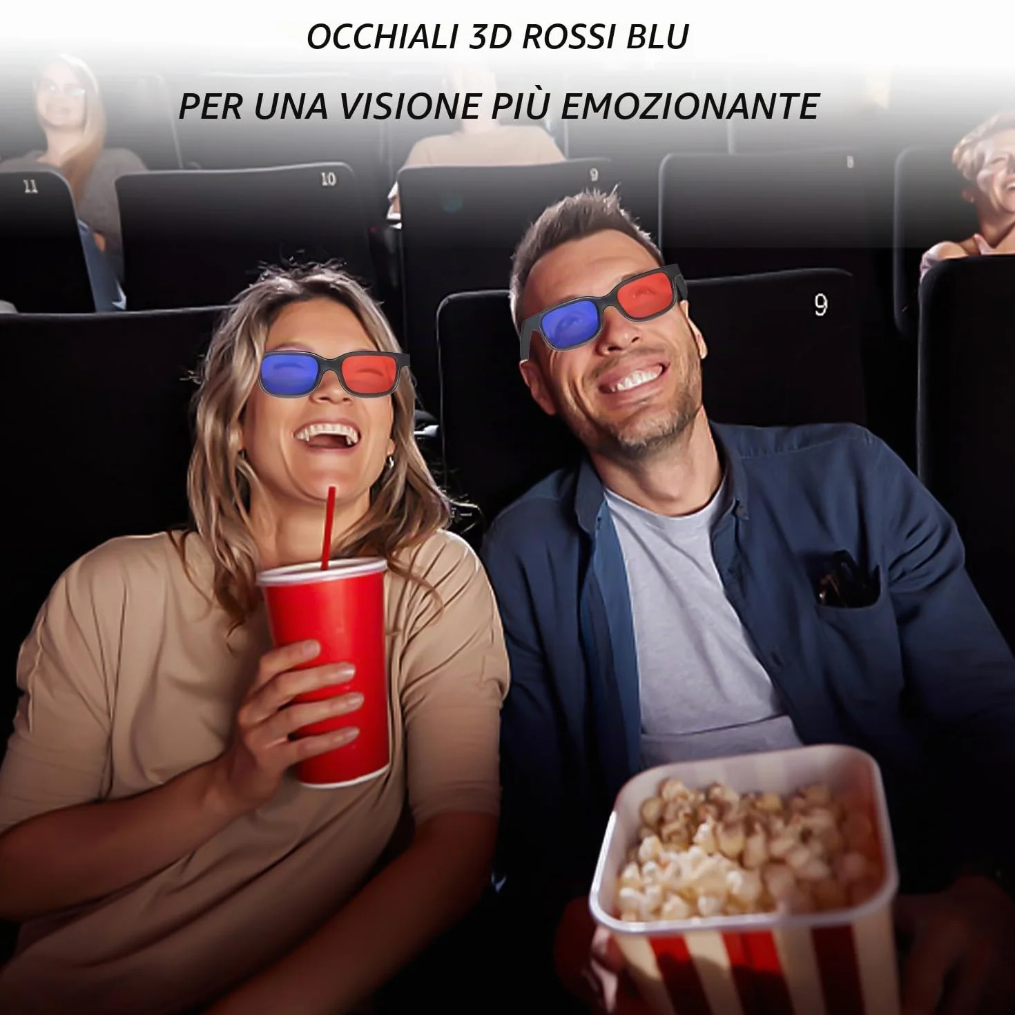 2occhiale rossi e blu, occhiali 3D, da sole 3D, lenti anti-appannamento e anti-graffio, adatti per spettacoli di luce, feste in vacanza, home theater, cinema