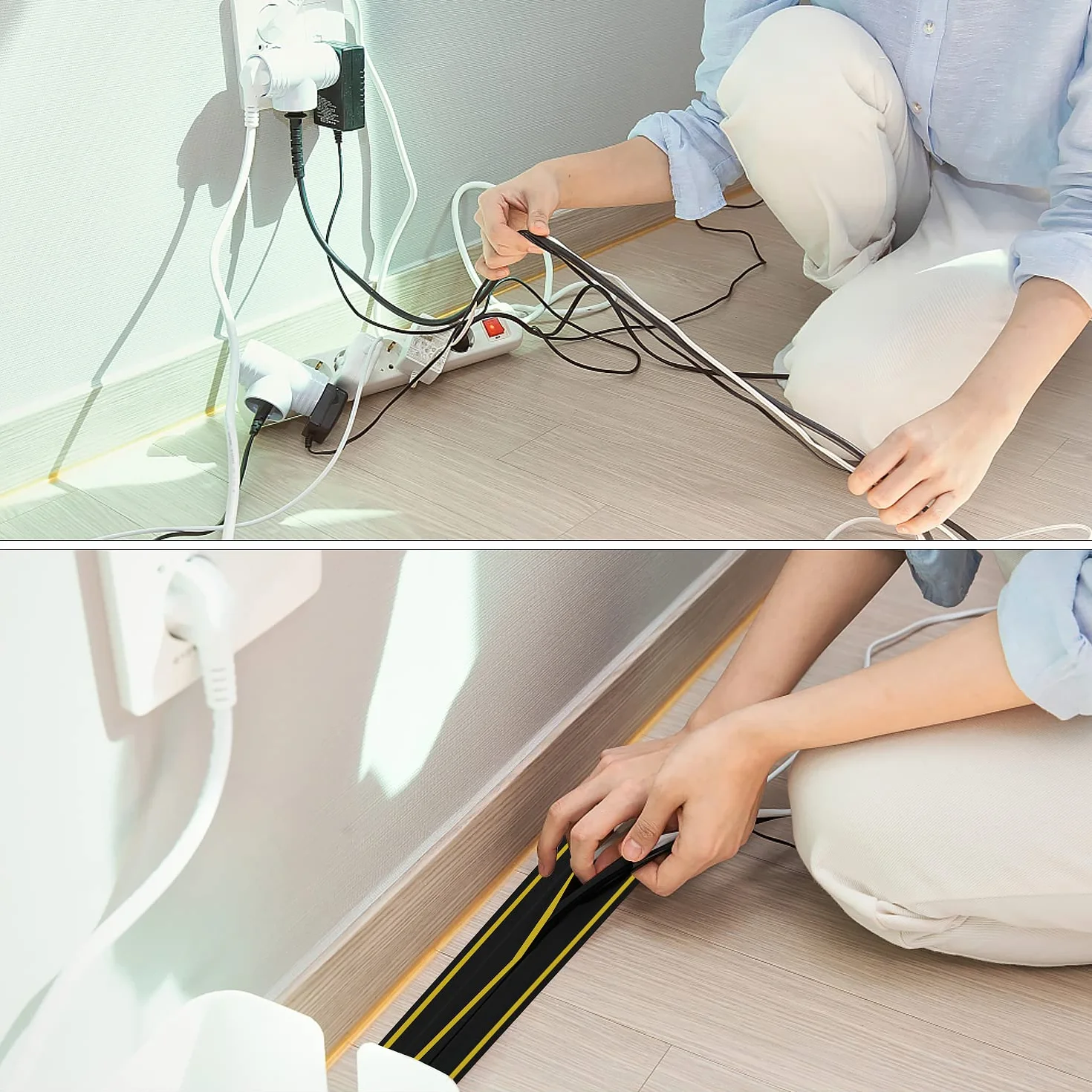 CPROSP Copertura Cavi a Pavimento Canalina Calpestabile 200 cm x 8,3 cm 3 Canali Nastro Adesivo