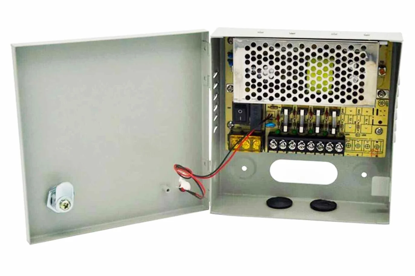 Alimentatore stabilizzato 12V 10A 4 uscite canali box quadro telecamere E-T152