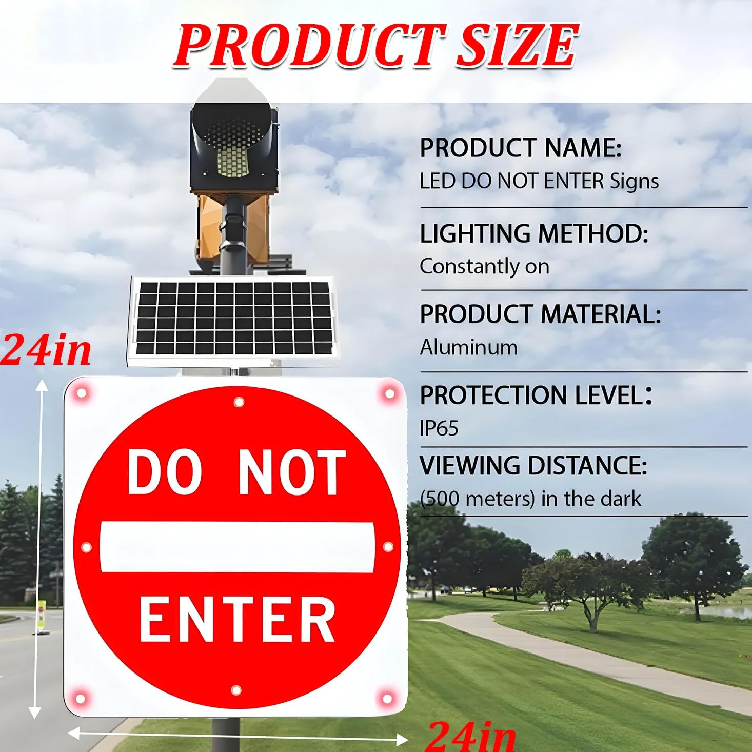 Cartello lampeggiante a LED con scritta Vietato l'ingresso alimentato a energia solare,struttura in alluminio resistente e antiruggine,12LED,cartello a LED con scritta Vietato l'ingresso 24in-1piece