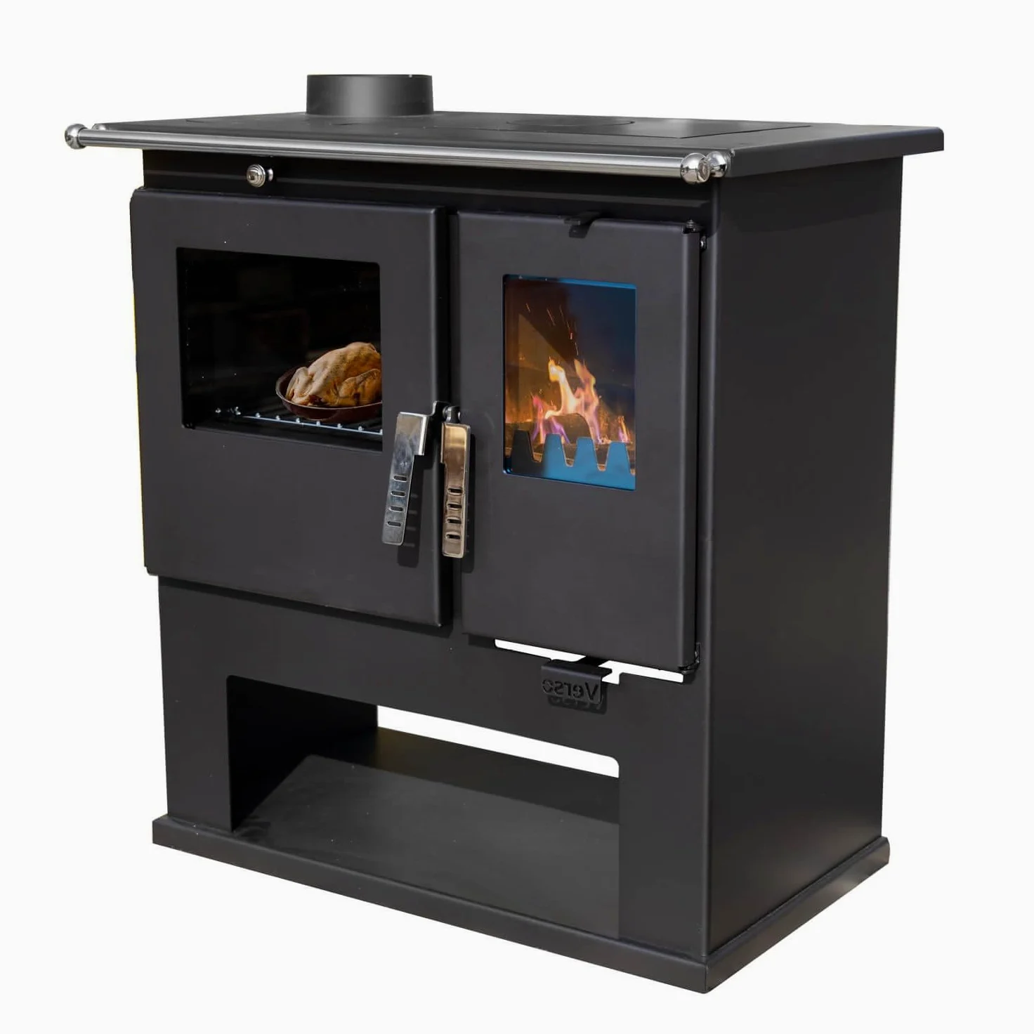 Verso Cs Links - Fornello da cucina a bruciare a legna - 7,7 kW Potente forno da cucina con un tocco tradizionale ed efficienza moderna, colore: Nero