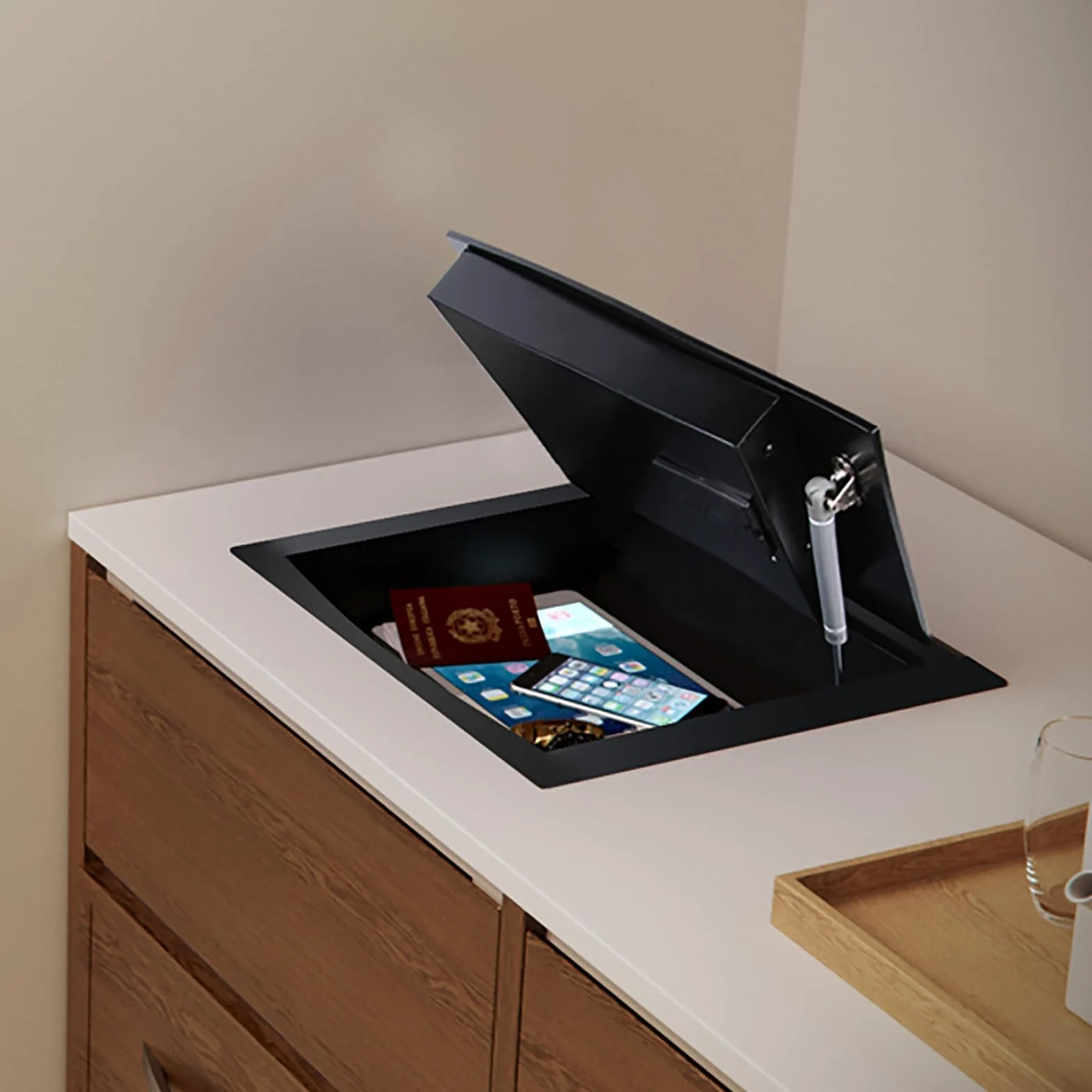 Cassaforte da Pavimento Safe con Chiave Cassetta di Sicurezza Cassaforte da Armadio per Hotel, Ufficio, Casa(40x35x18cm/16x14x7in)