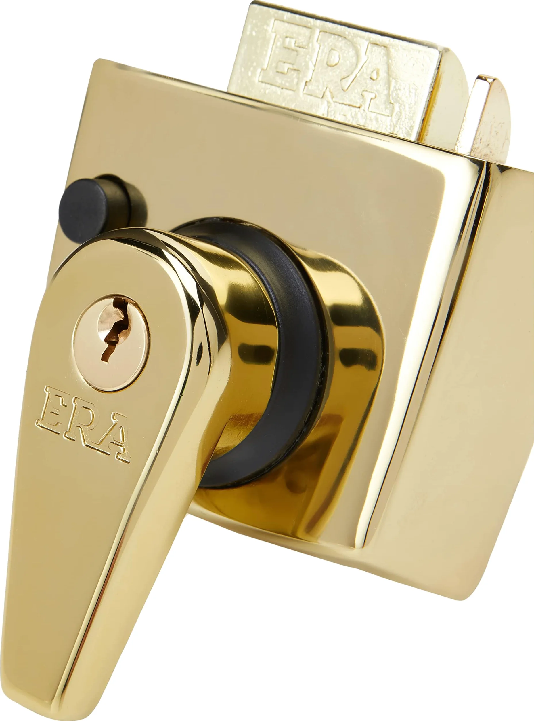 Era - Serratura da applicare ad elevato standard di sicurezza, apertura interna a maniglia, finitura effetto ottone, 4 cm, 3 chiavi incluse