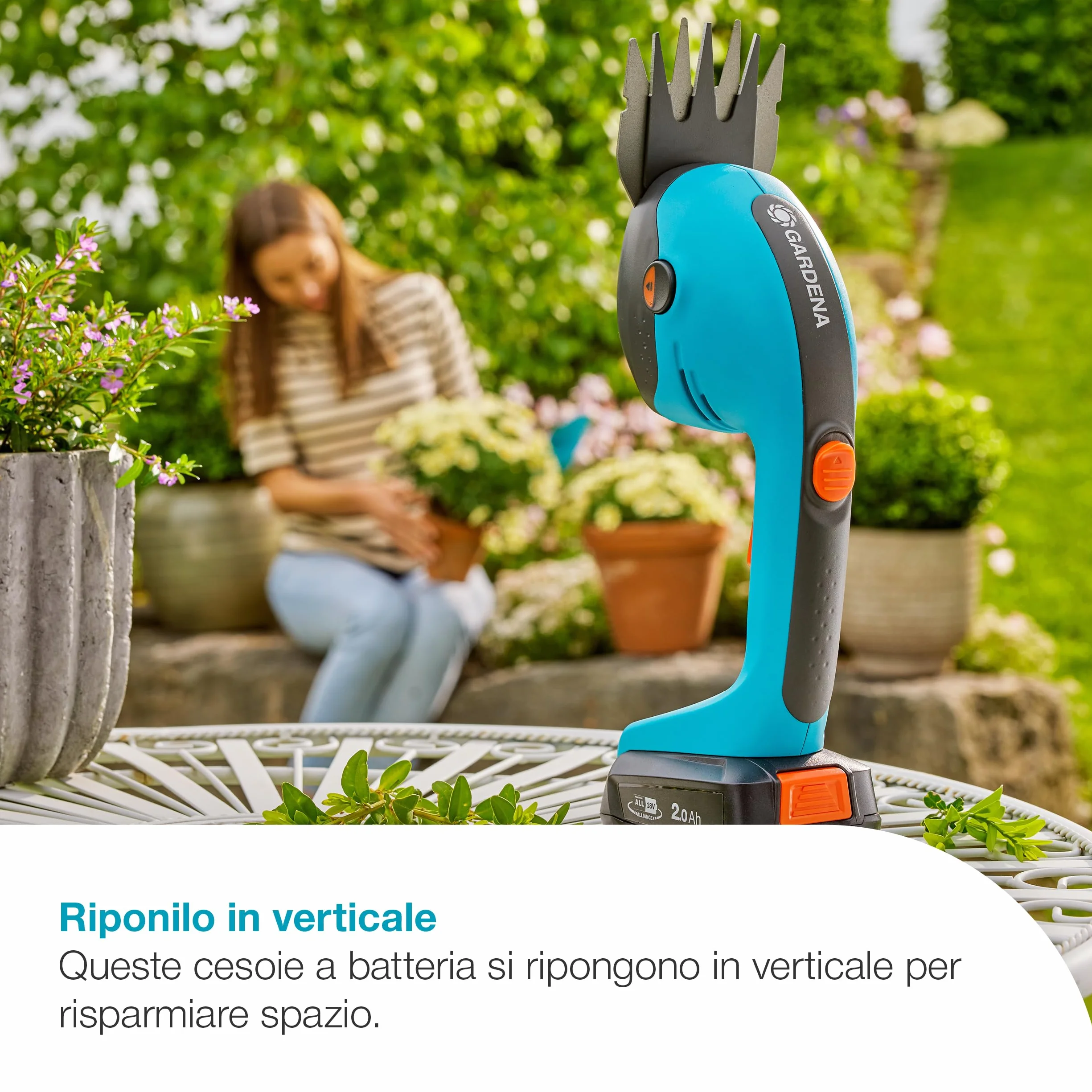 Gardena PowerCut 20/18V P4A Nozze Forbici a Batteria per Erba e Siepi, Lame Affilate Intercambiabili, Leggero