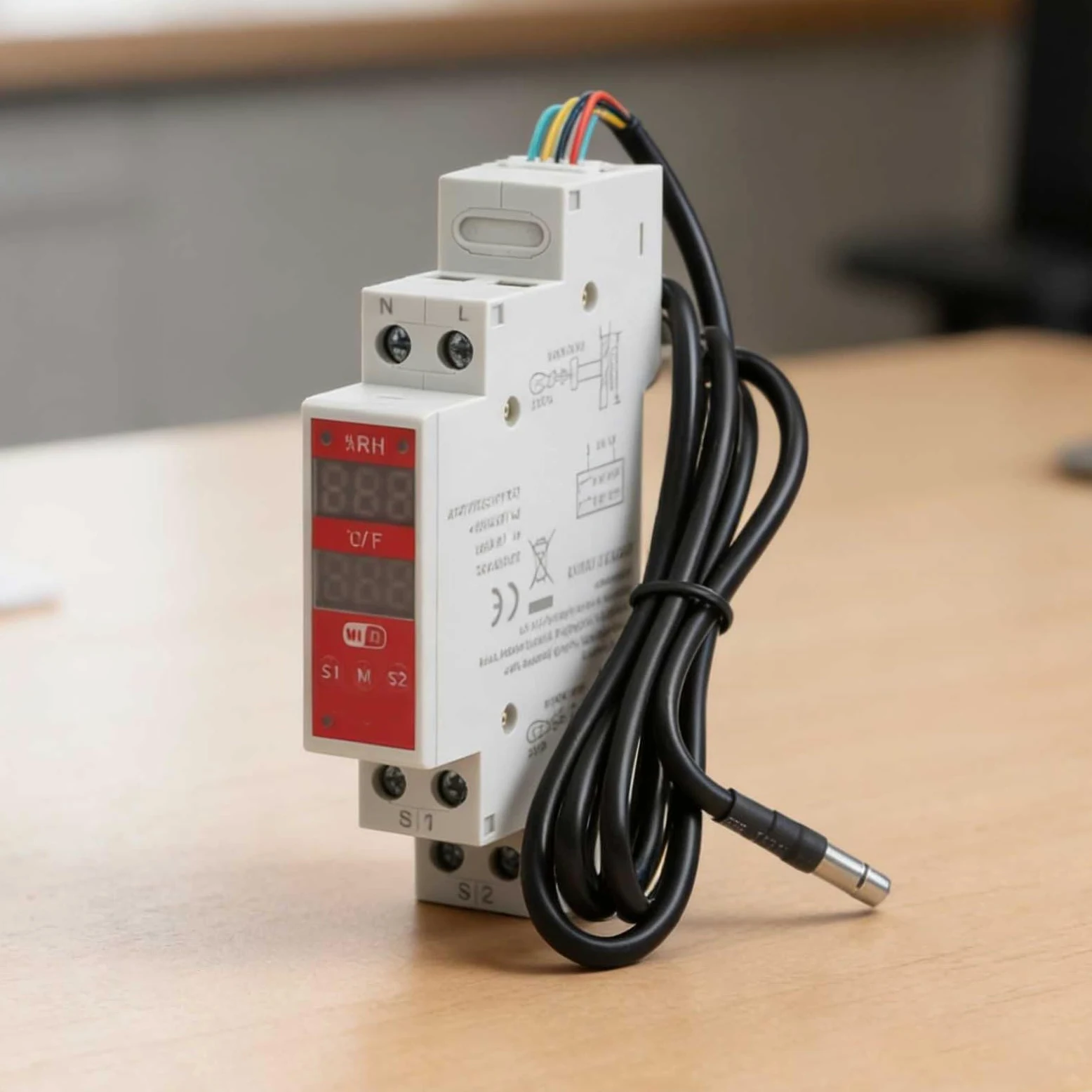 Termostato Smart WiFi DIN Rail con sonda, regolatore digitale di umidità della temperatura per Tuya/Smart Life, interruttore relè programmabile compatibile con Alexa/Google, bianco
