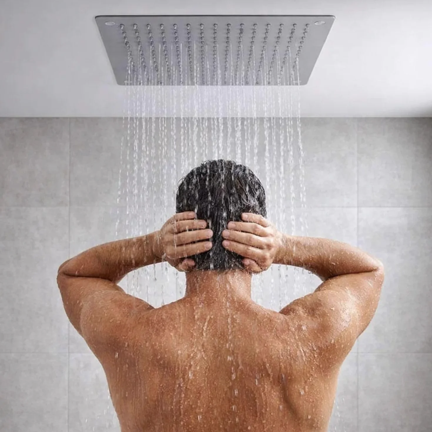 Soffione Doccia a Soffitto Installazione da Incasso Acciaio Inox Quadro