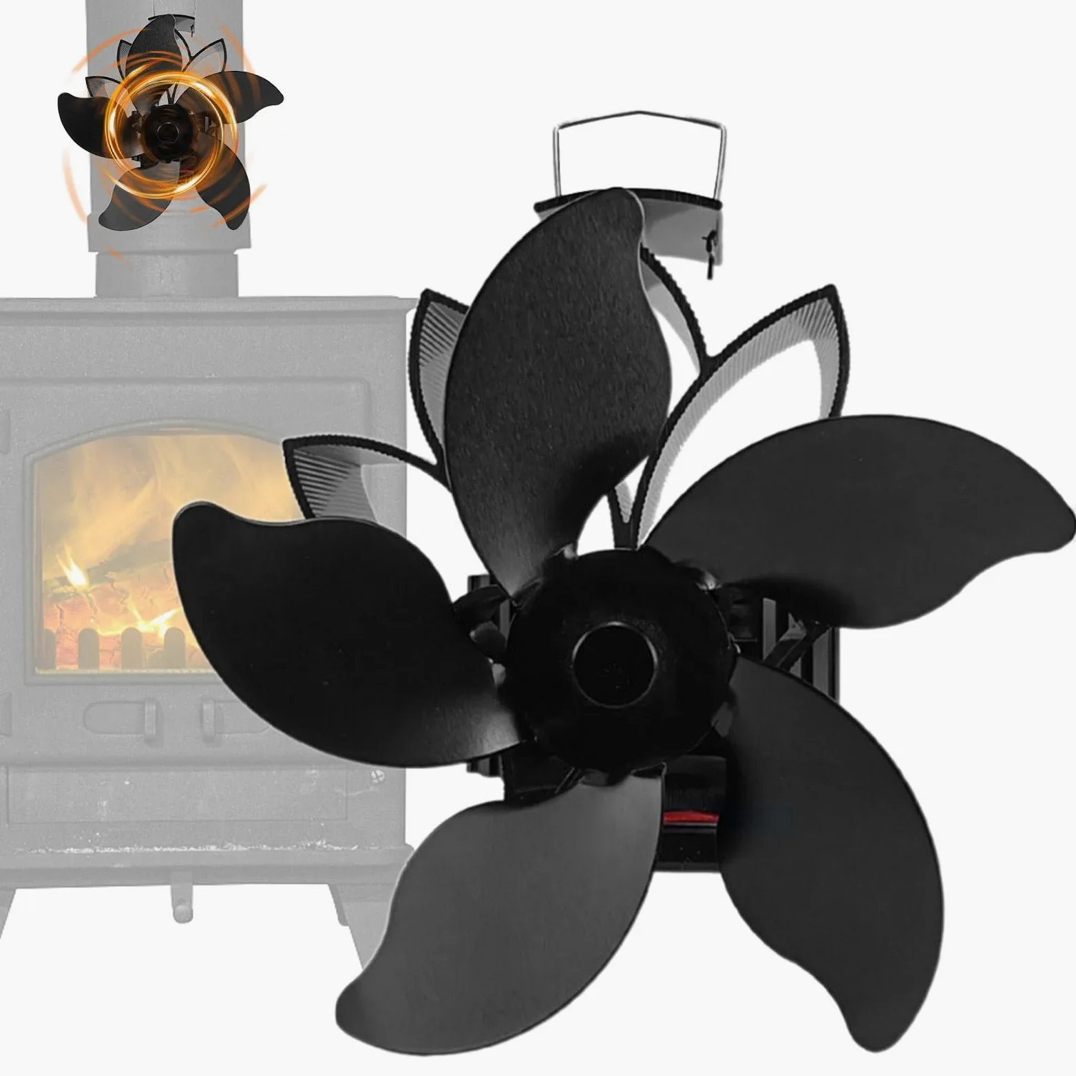 Ventilatore Per Stufa A Legna 5 Pale Non Elettrico Alimentato dal Calore | Ventilatore Per Stufa A Legna Utilizzabile con Stufe a Legna, Caminetti e Riscaldatori