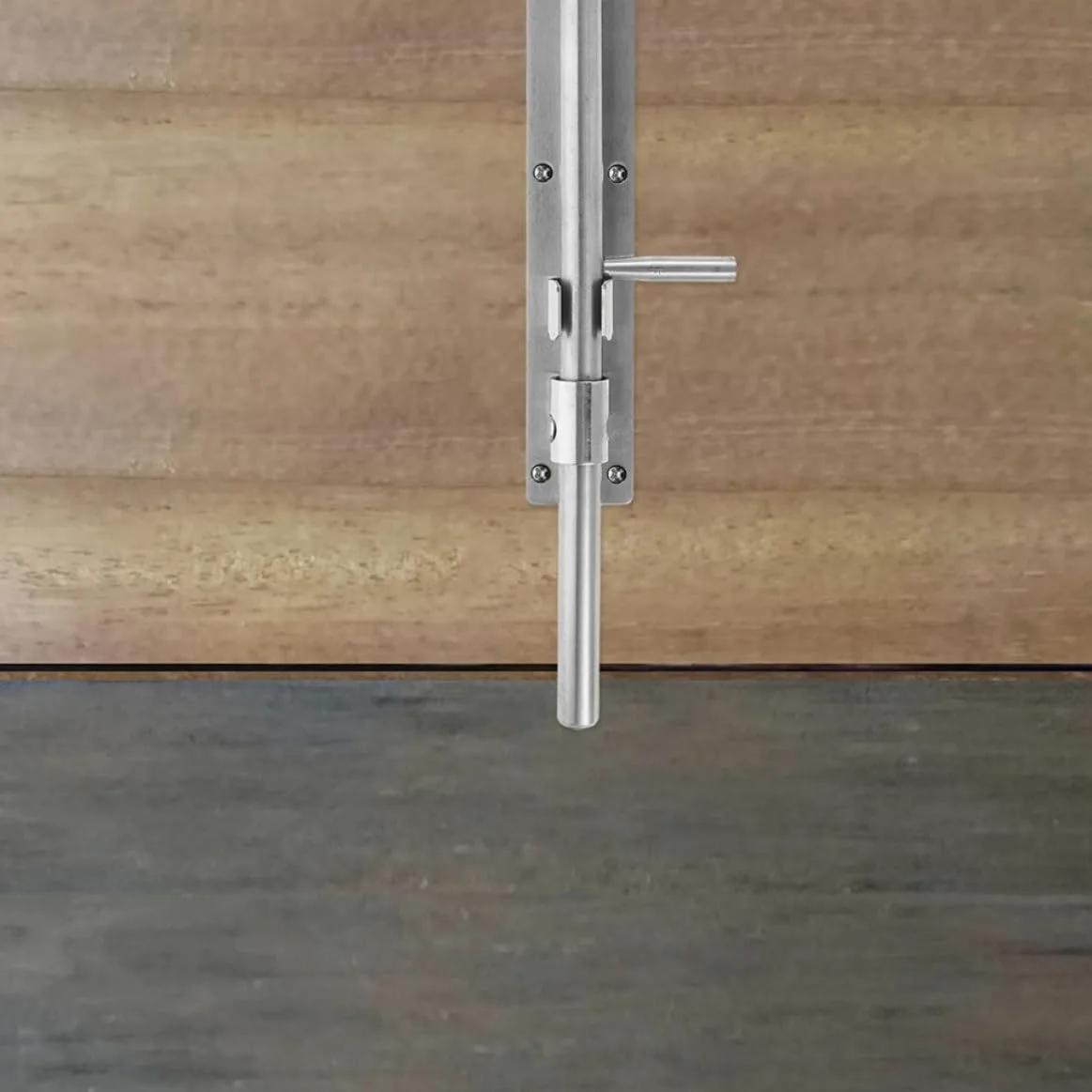 HEALLILY 2 Pezzi Chiavistello in Acciaio Inox, Chiusura Porta Scorrevole, Argento, per Porte e Cancelli, per Ante Singole e Doppie, Sicurezza Casa e Ingresso
