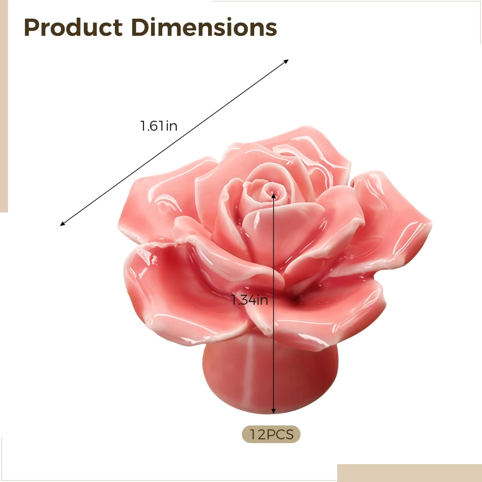 12 pomelli in ceramica per cassetti, maniglie per armadietti con design a rosa, tiranti per mobili a foro singolo, ideali per cassettiere e porte dell'armadio, facili da installare per la decorazione