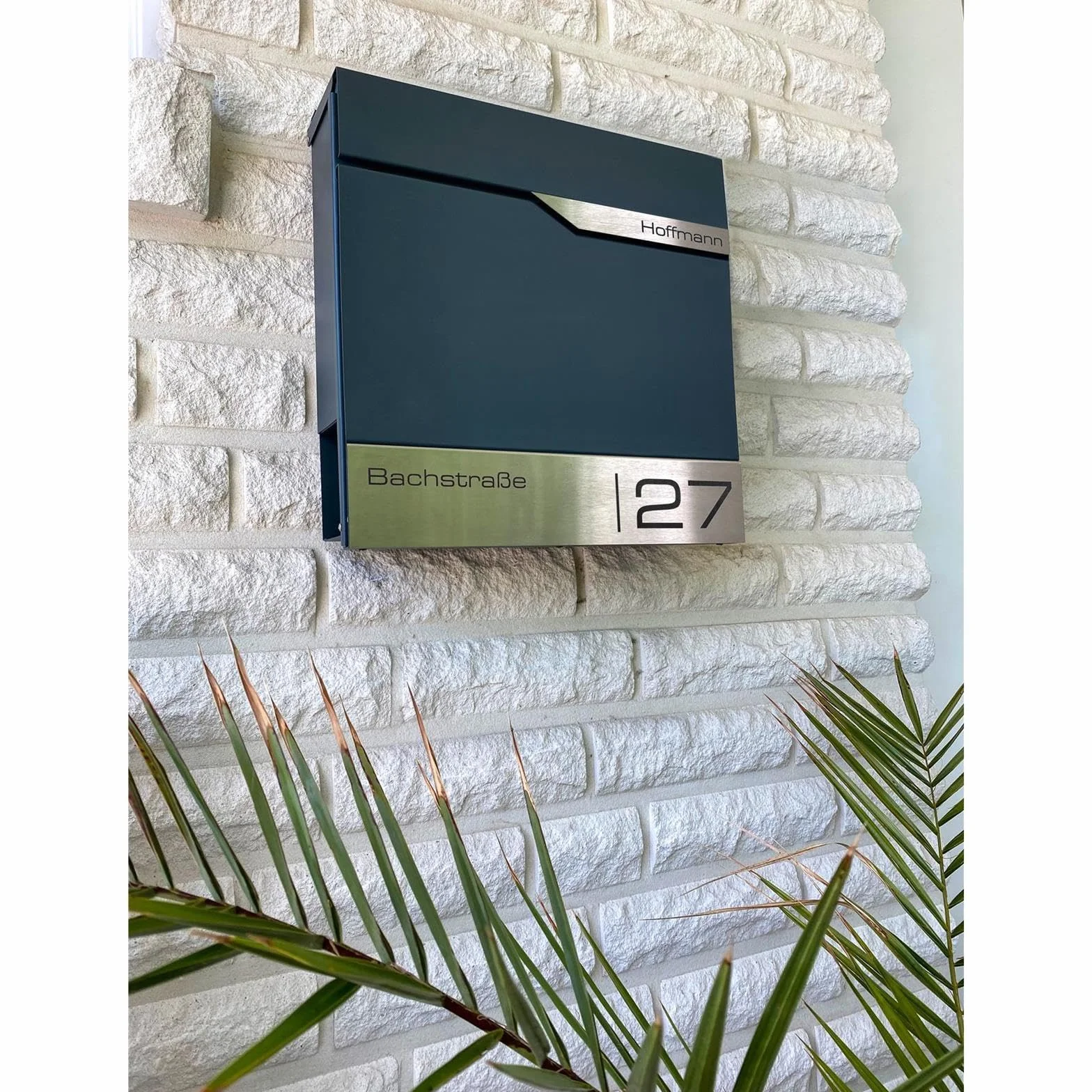 Metzler Moderna Cassetta Postale Con Portagiornale Antracite RAL 7016, Acciaio Inossidabile V2A, Da Parete