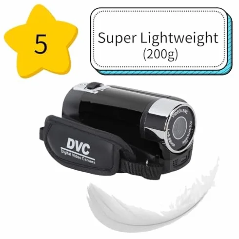 Videocamera Videocamera, 16x 1080P 30FPS Camera Recorder con Schermo Girevole TFT da 2,7 Pollici, Luce di Riempimento, Altoparlante Incorporato, Supporto 32 GB, per (Nero)