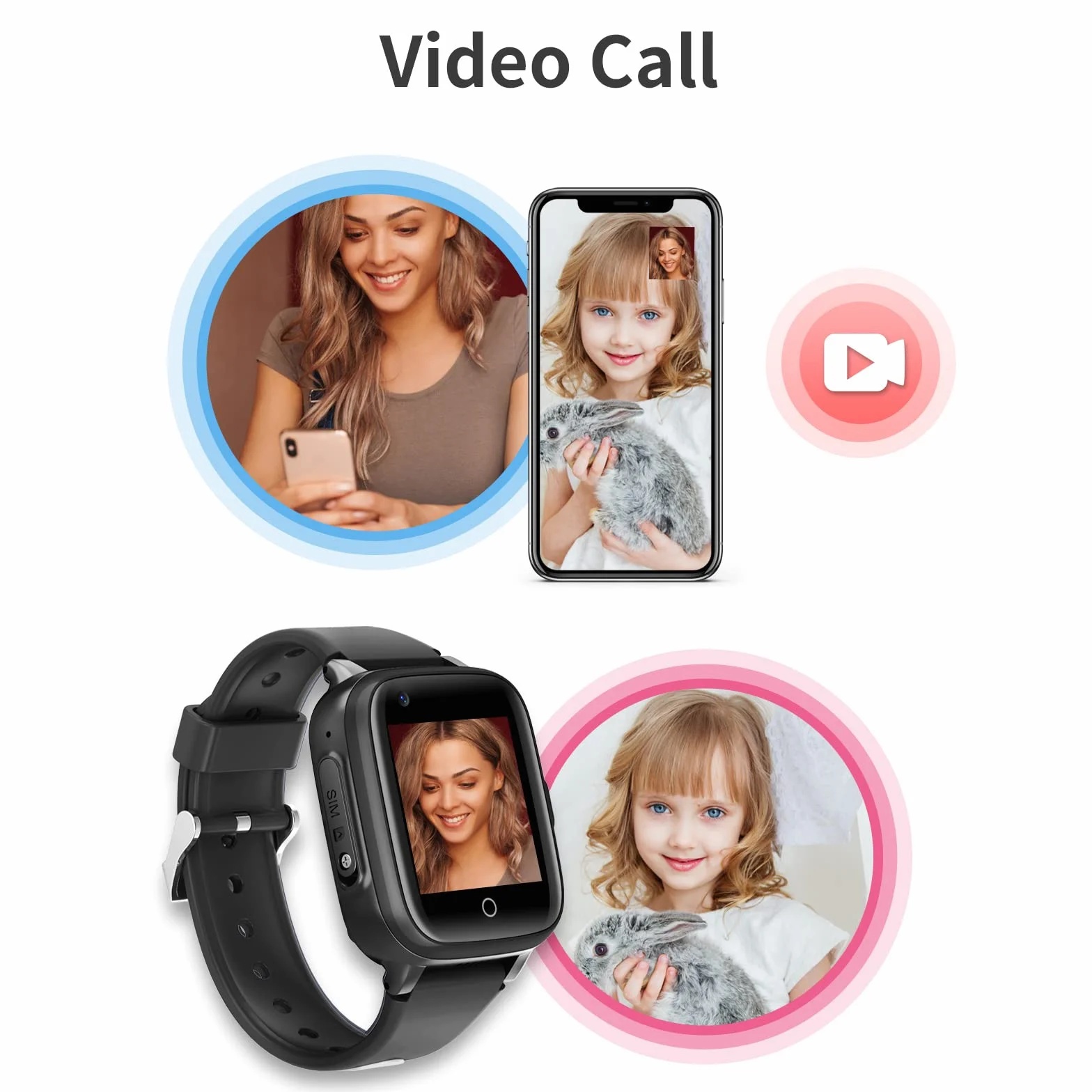 Smartwatch Bambini GPS 4G con WiFi Videochiamata SOS Camera Impermeabile Messaggio Sveglia Cronometro Modalità Classe Lettore Musicale Notifica Vibrazione Regalo per Ragazzi e Ragazze
