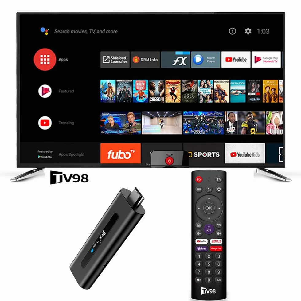Android TV Stick 12.0 DDR4 2GB RAM 16GB H313 Quad-Core 64bit WiFi5 Dual 2.4G/5G WiFi 4K HDR10+ Ultra USB HD Smart TV STICK box