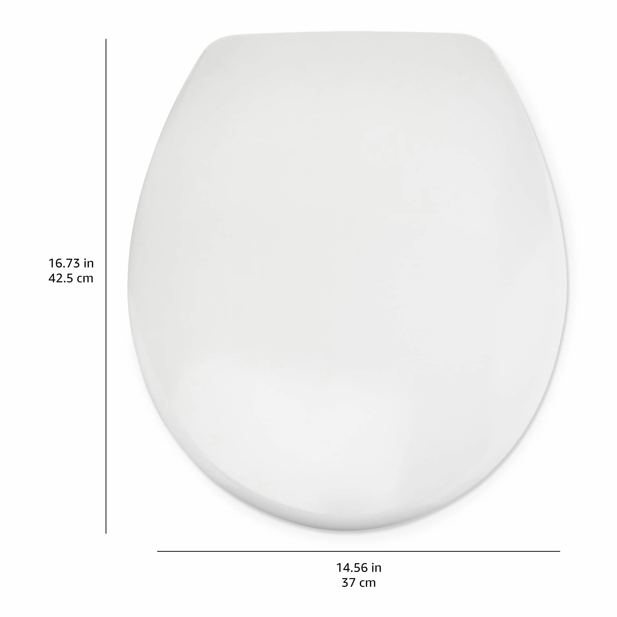 Amazon Basics Ovale Sedile WC in urea, resistente, con chiusura ammortizzata e sgancio rapido, dimensioni universali, 37 x 42.5 cm, Bianco