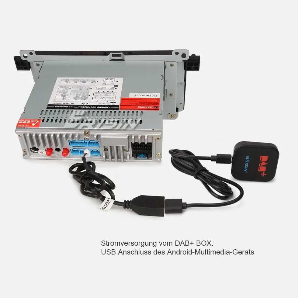 Erisin DAB Plus Ricevitore Radio Digitale Tuner Box con amplificatore MCX Antenna DAB per Android 8/9/10/11/12/13 o superiore autoradio Porta USB
