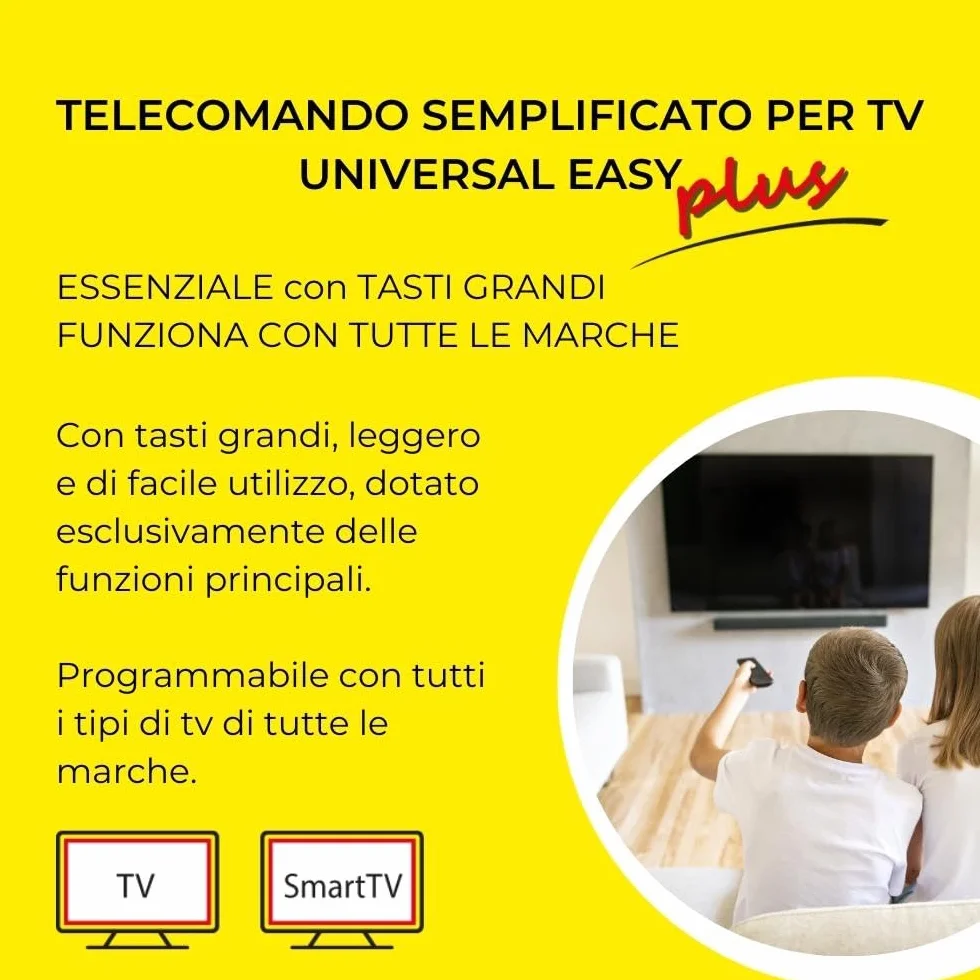 Digiquest EASY Telecomando Universale TV con Tasti Grandi, Facile da Usare, Ideale per Hotel, Ospedali, RSA e Anziani