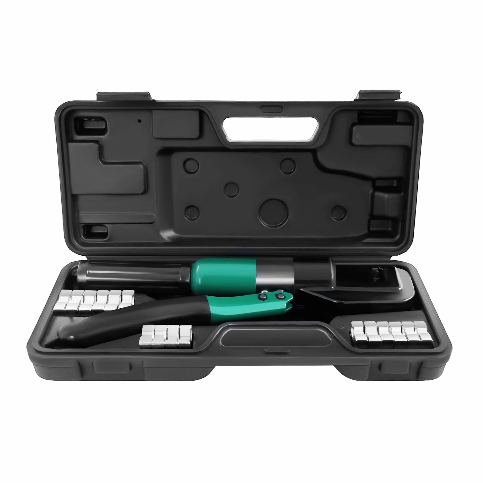 Pinza idraulica manuale, pinza idraulica YQK-70 – 60 KN, con 8 matrici (4 – 70 mm²), per tubi e cavi, con valigetta per attrezzi