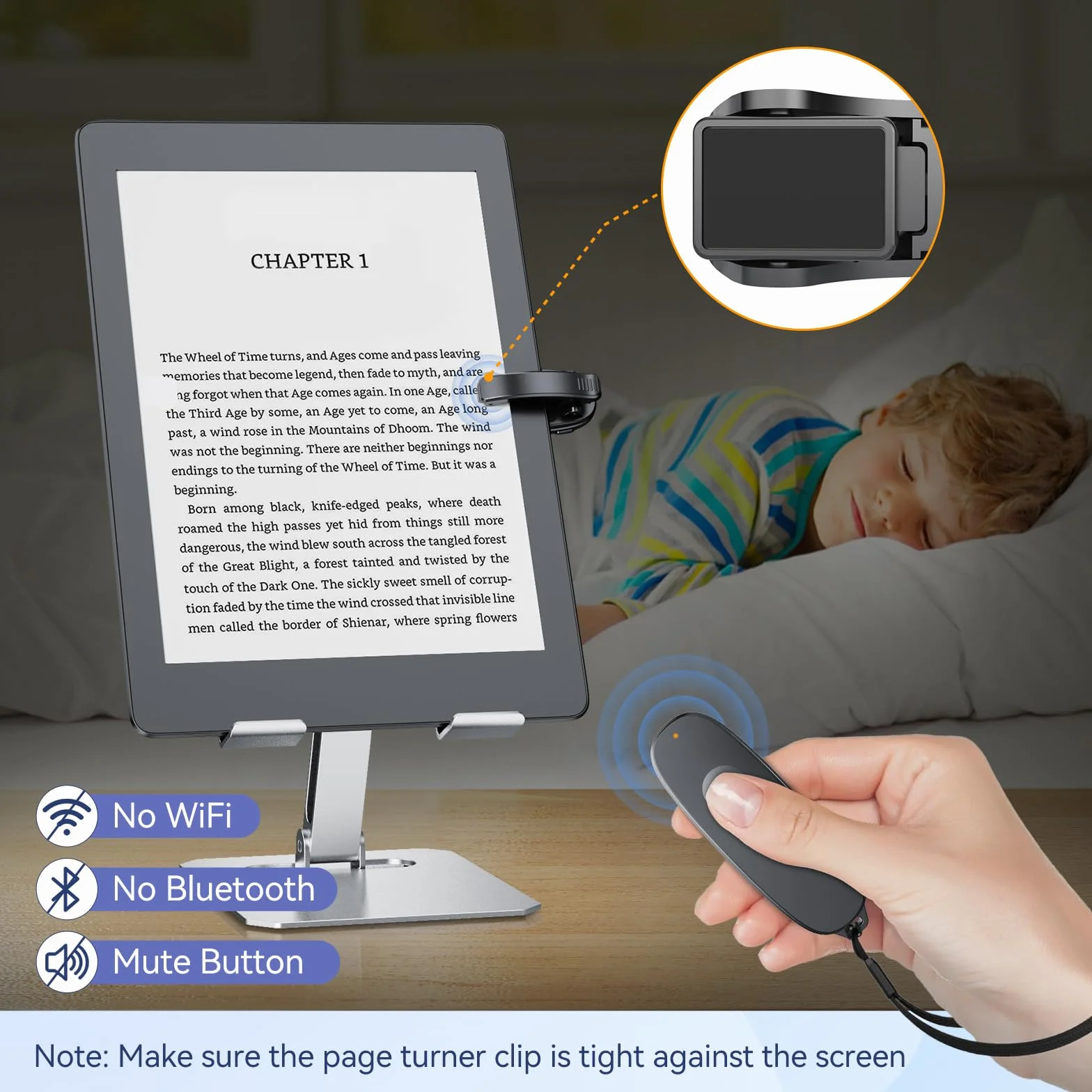 RF Remote Reader Reader Turner di Pagina su Kobo, Kindle, Gira Pagina E-book, per iPad iPhone Android Tablet, Pagina Turner per Lettura Romanzi