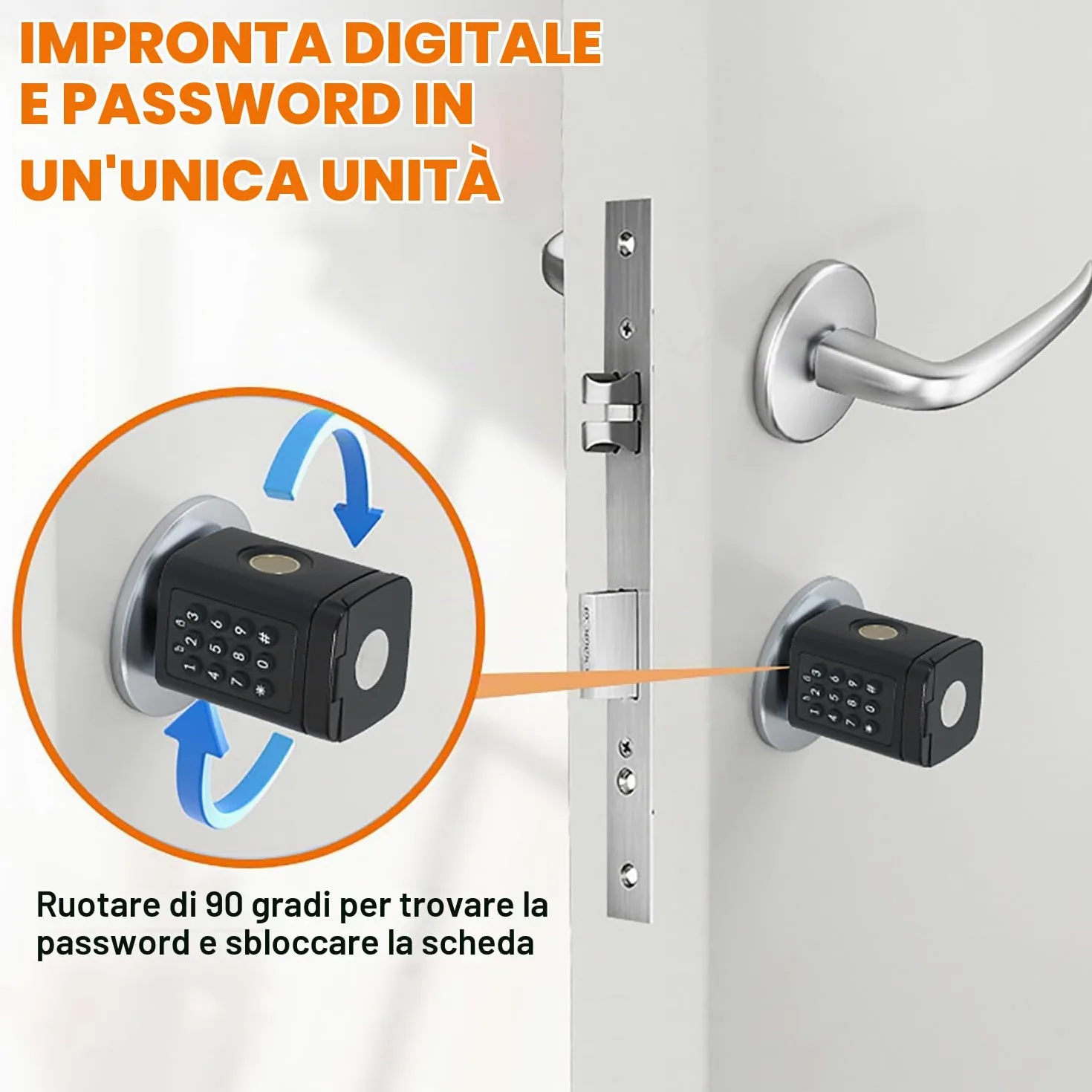 Serratura Smart Porta Blindata,Serratura Smart con Wifi,Password,Scheda RFID,Bluetooth,APP Serratura Della Portone per Spessori Della Porta 50-100mm,Srratura Portone Blindata Facile da Installare