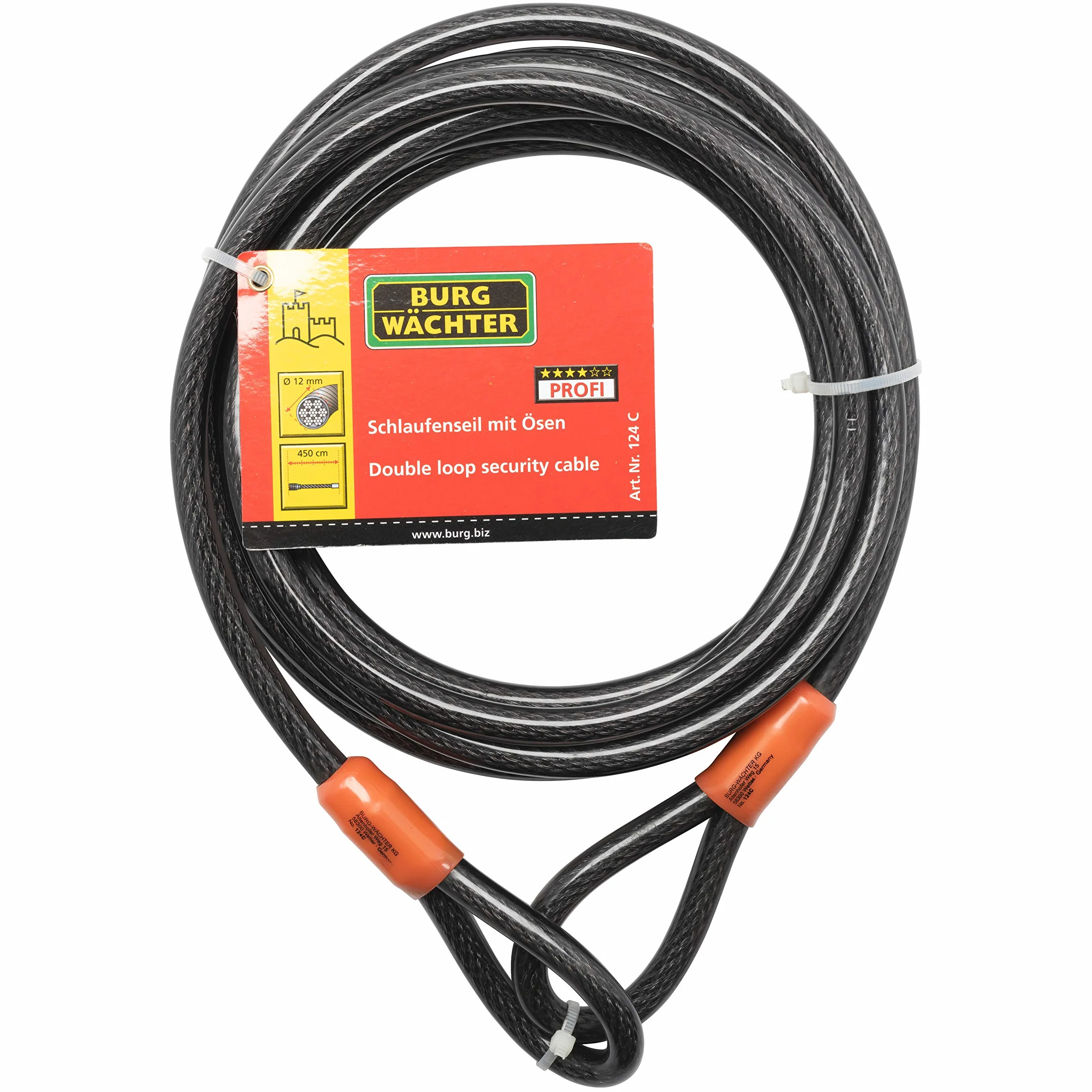 Sterling 124C Cavo di sicurezza a doppio giro rivestito in vinile autoavvolgente 12 mm x 4,5 m