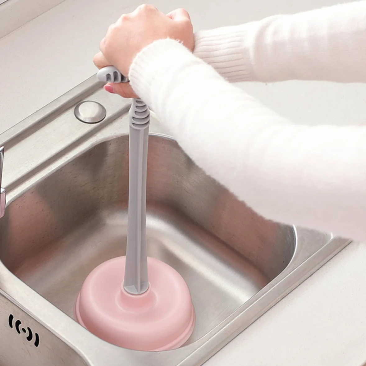 Sturalavandini da Bagno 2 Pezzi in ABS e Gomma Aspirazione per Casa e Hotel, Pulizia Tubi e Scarichi Rosa