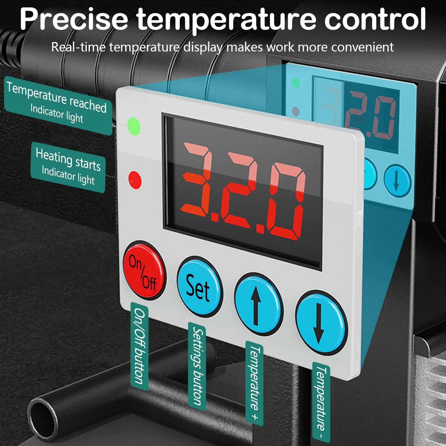 Saldatrice a Bussola PPR 1500W Ø 20-63 mm Temperatura Regolabile 100-320°C con Tagliatubi 42mm e 6 Bussole