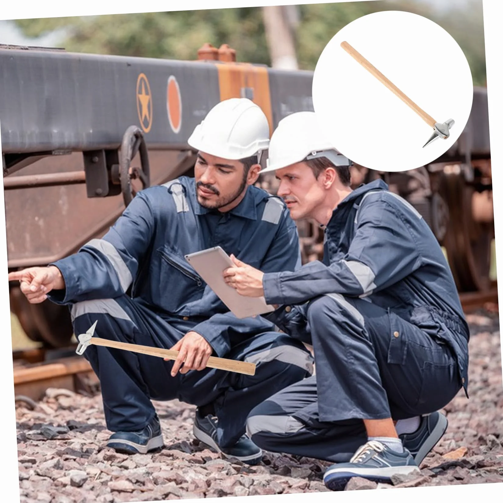Zerodeko Martello per Ispezione Ferroviaria e Navale Piccolo, Leggero, Punta Affilata, Manico Ergonomico Legno Acciaio