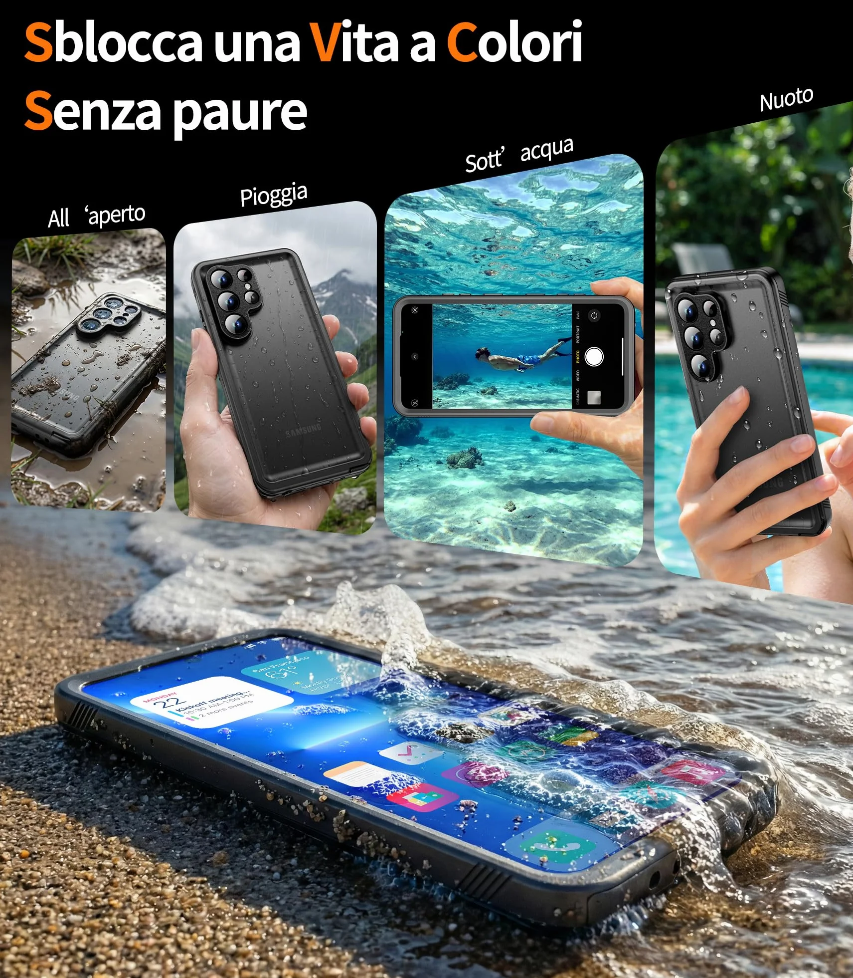 Cozycase TOP Cover Protettiva Per iPhone 17 Pro Impermeabile Antiurto IP68 Subacquea Antipolvere 360 Completa integrale Militare Rigida Rugged Custodia Resistente i Phone 17Pro Anti Urto Waterproof